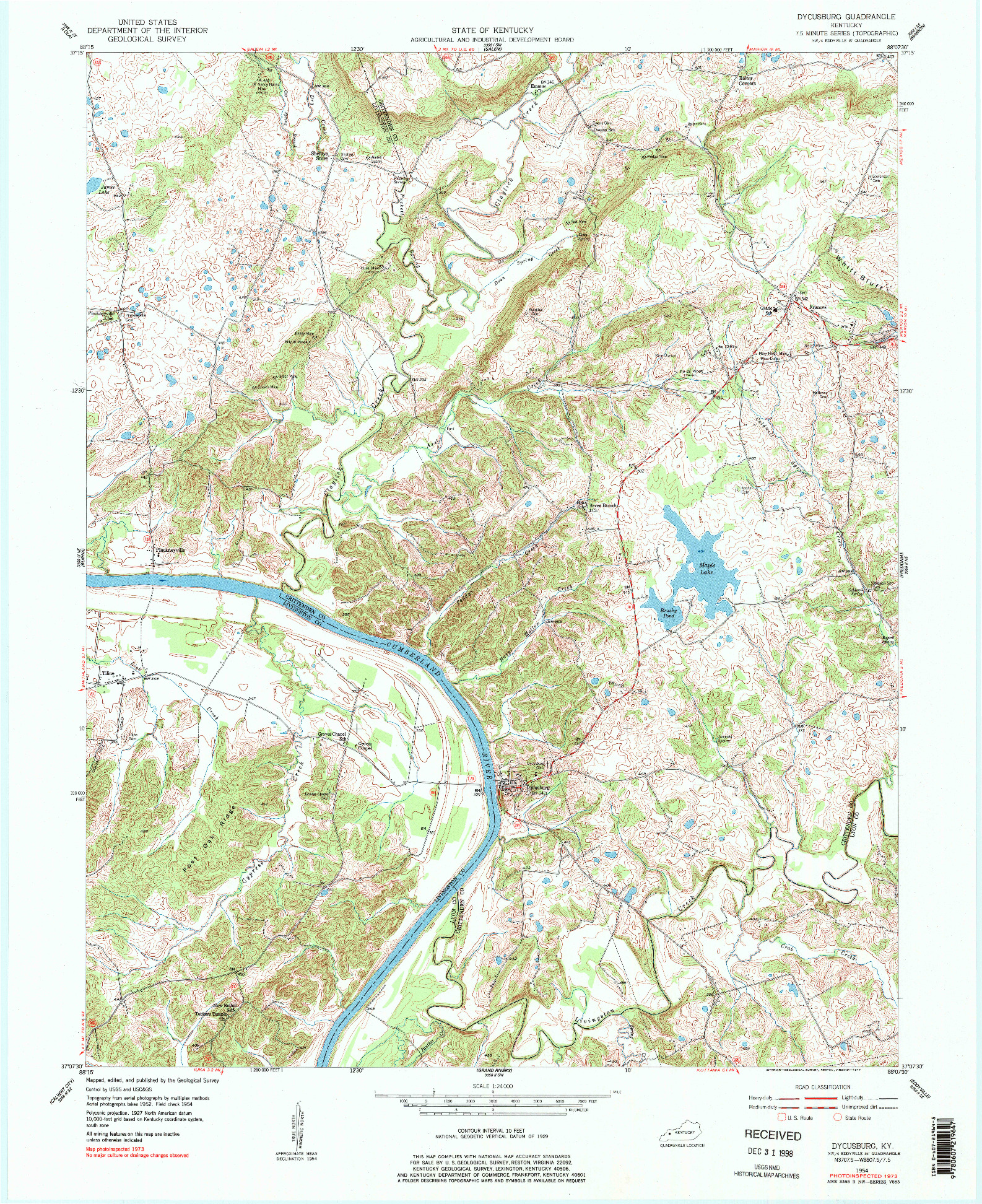 USGS 1:24000-SCALE QUADRANGLE FOR DYCUSBURG, KY 1954