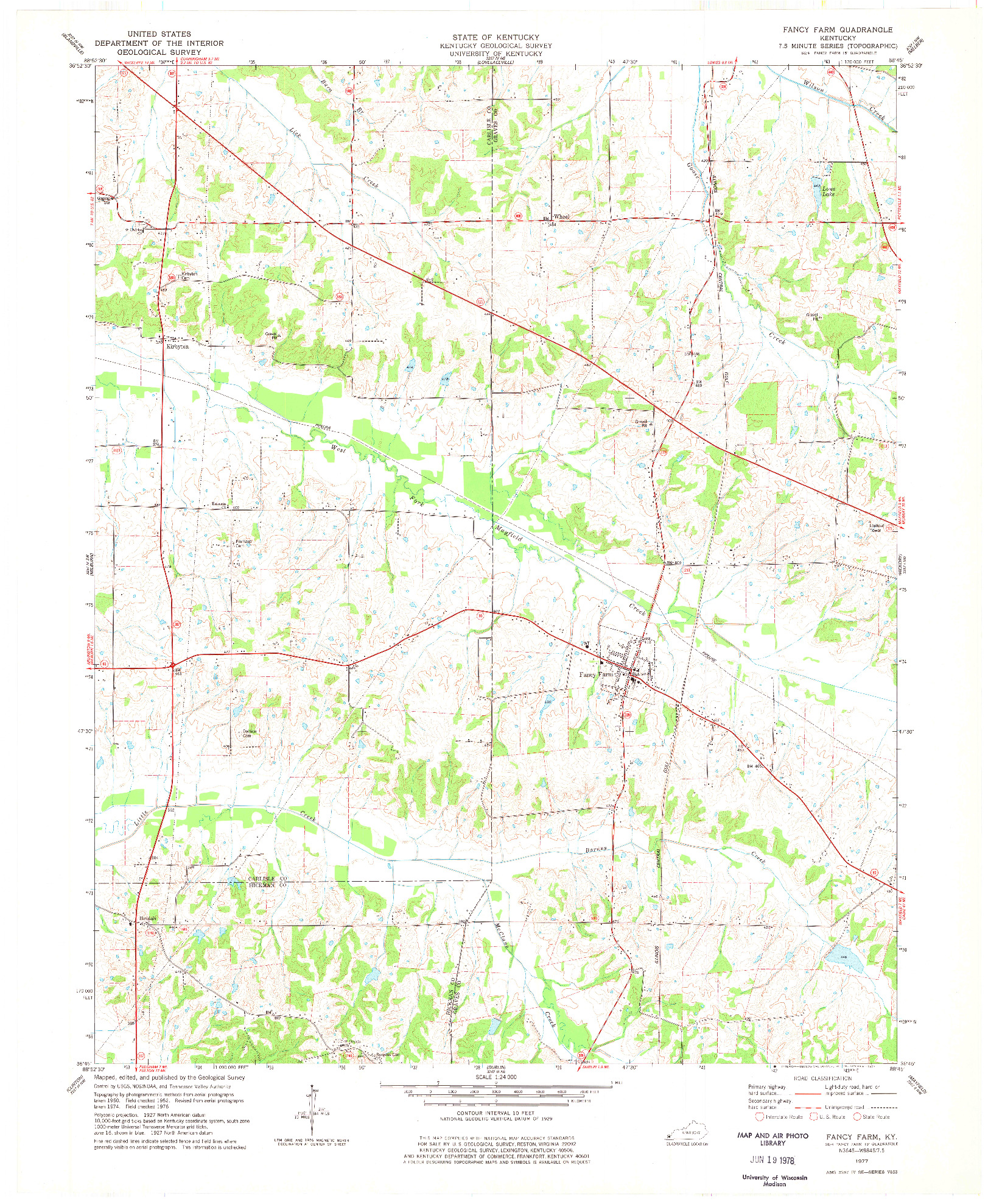 USGS 1:24000-SCALE QUADRANGLE FOR FANCY FARM, KY 1977