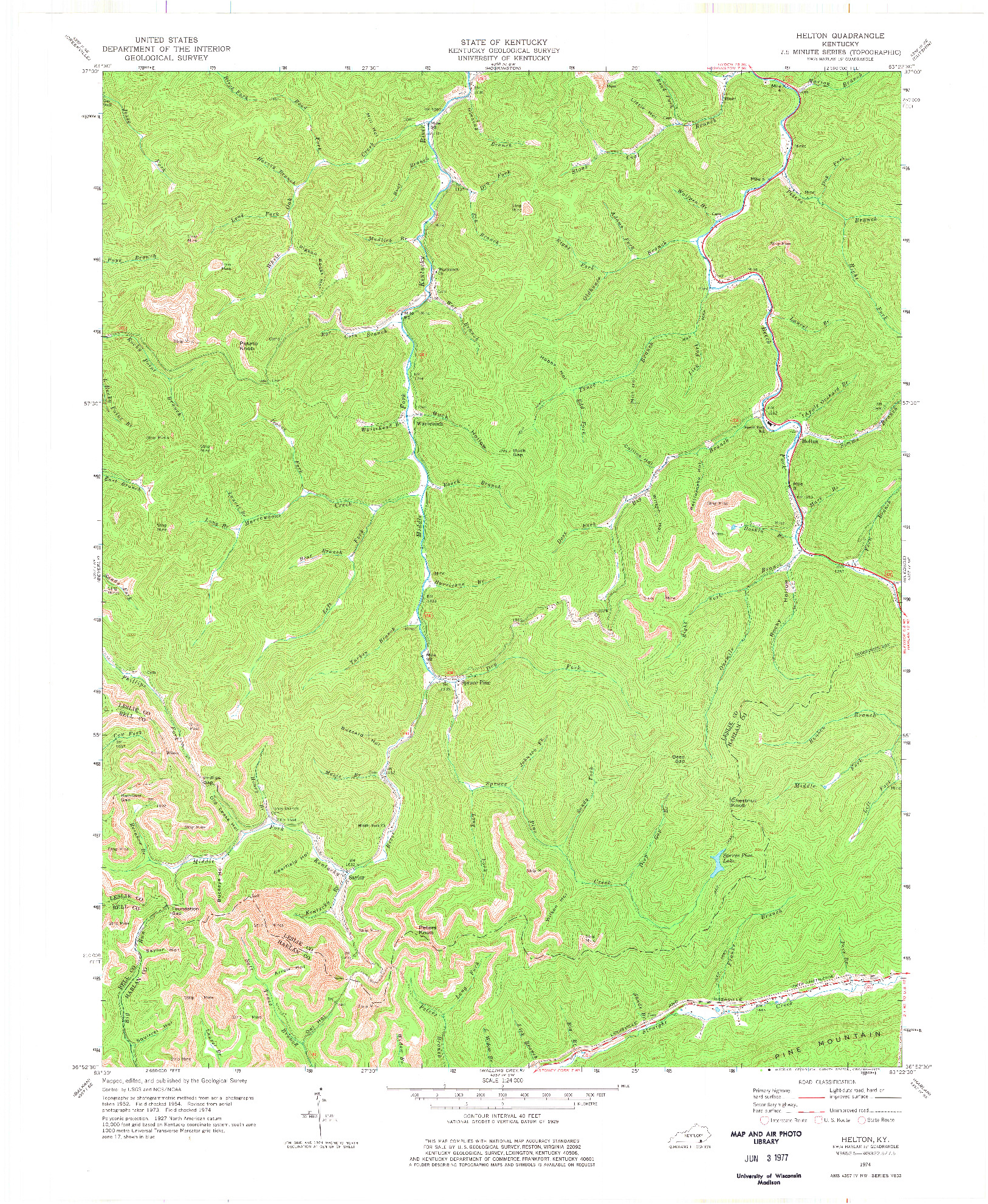 USGS 1:24000-SCALE QUADRANGLE FOR HELTON, KY 1974