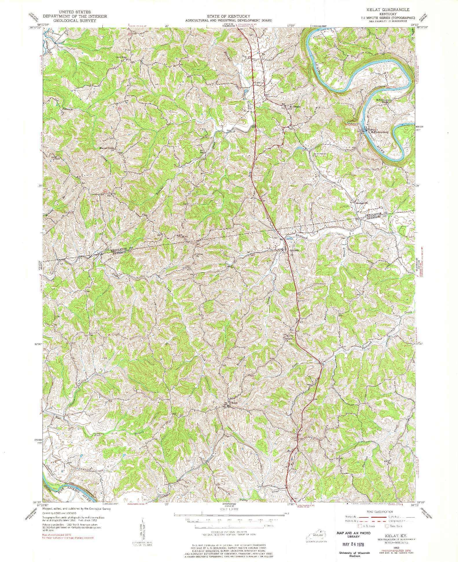 USGS 1:24000-SCALE QUADRANGLE FOR KELAT, KY 1953