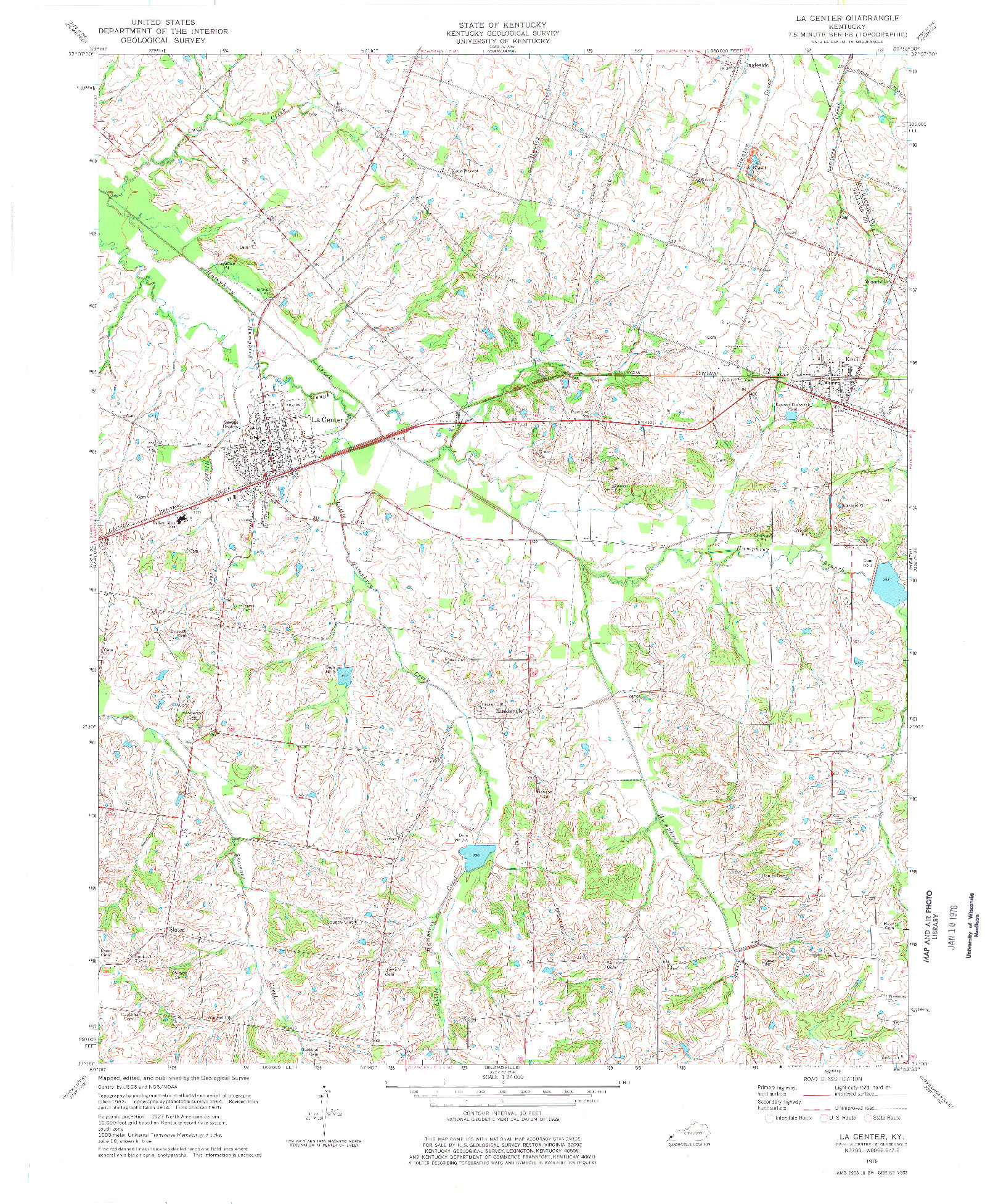 USGS 1:24000-SCALE QUADRANGLE FOR LA CENTER, KY 1975