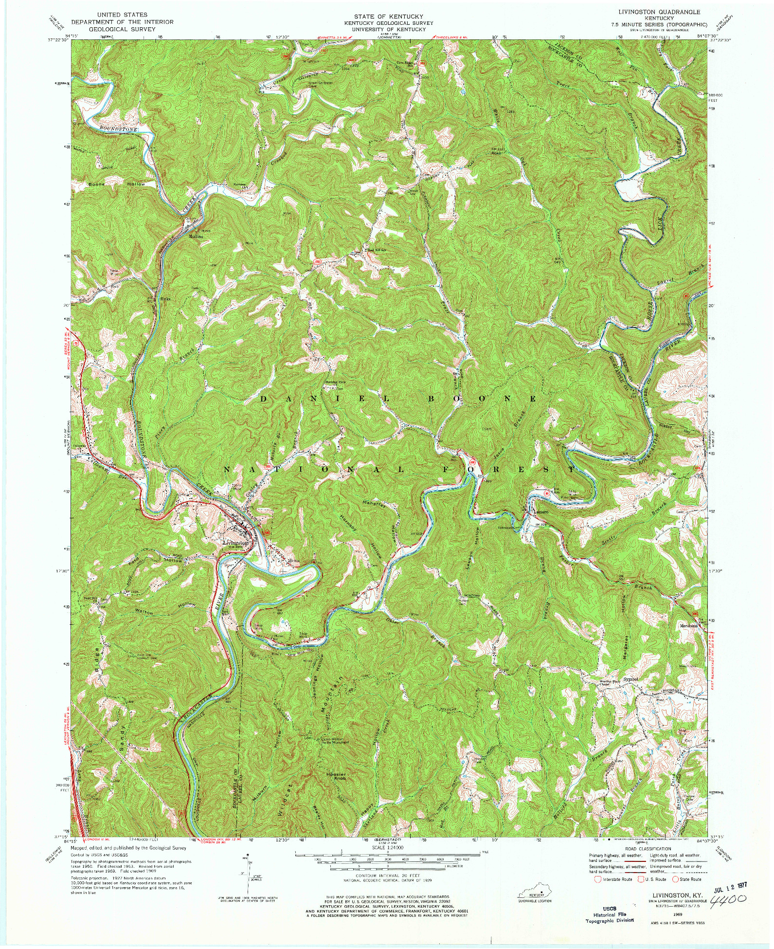 USGS 1:24000-SCALE QUADRANGLE FOR LIVINGSTON, KY 1969