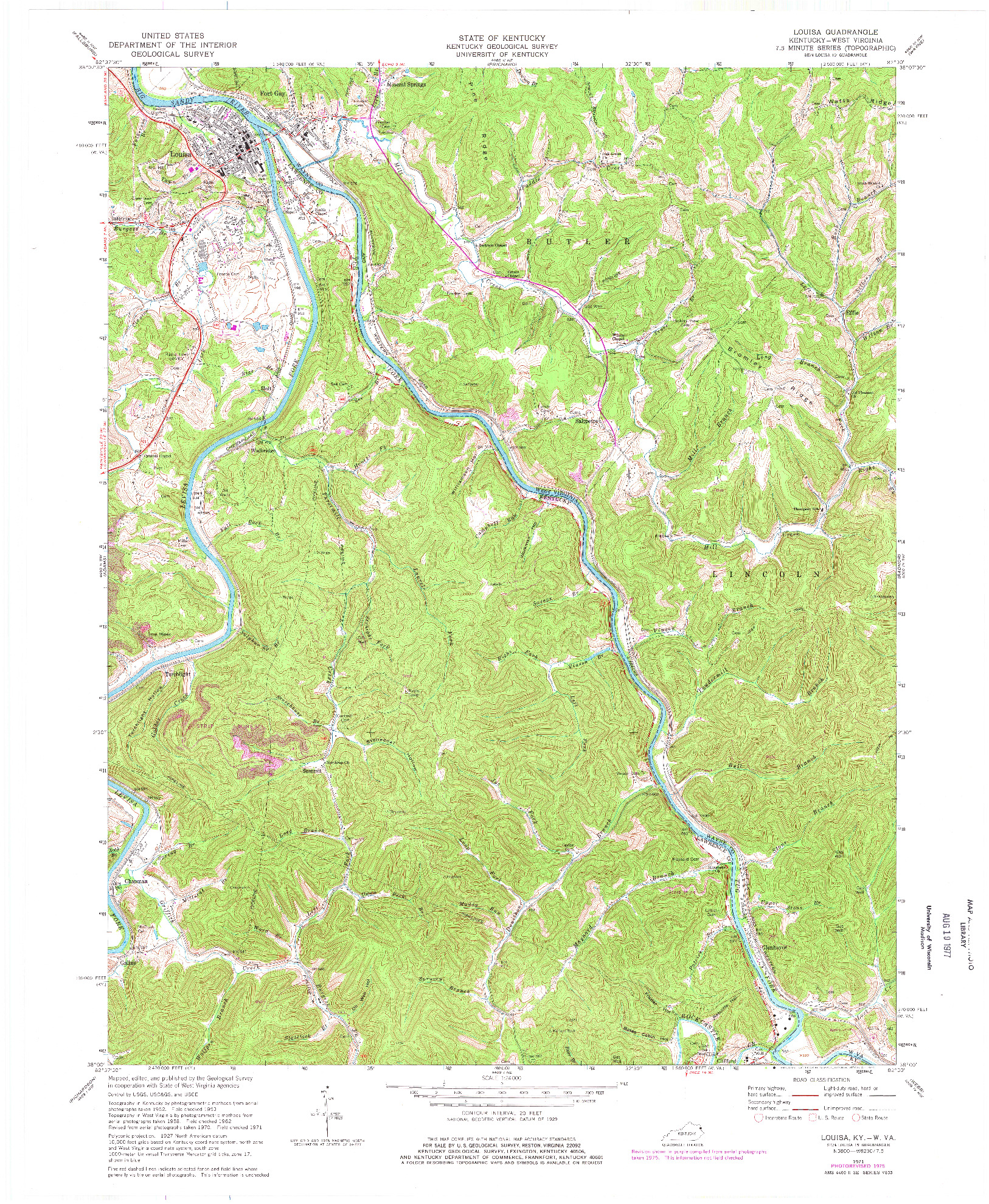 USGS 1:24000-SCALE QUADRANGLE FOR LOUISA, KY 1971