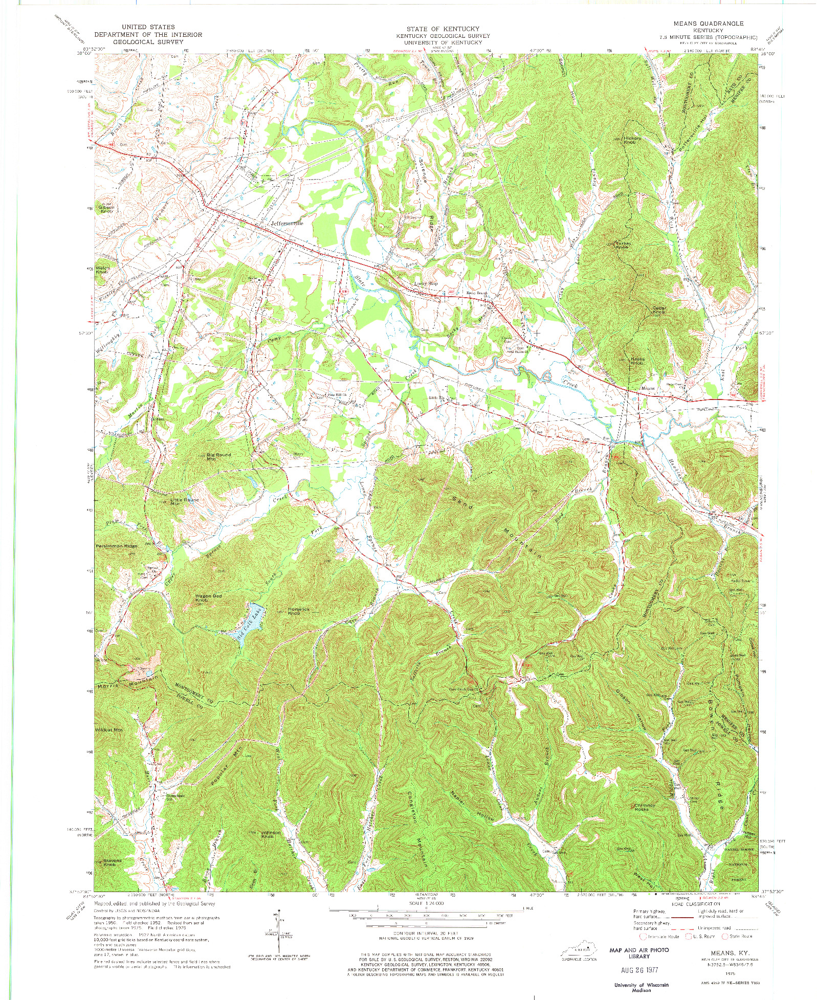 USGS 1:24000-SCALE QUADRANGLE FOR MEANS, KY 1975