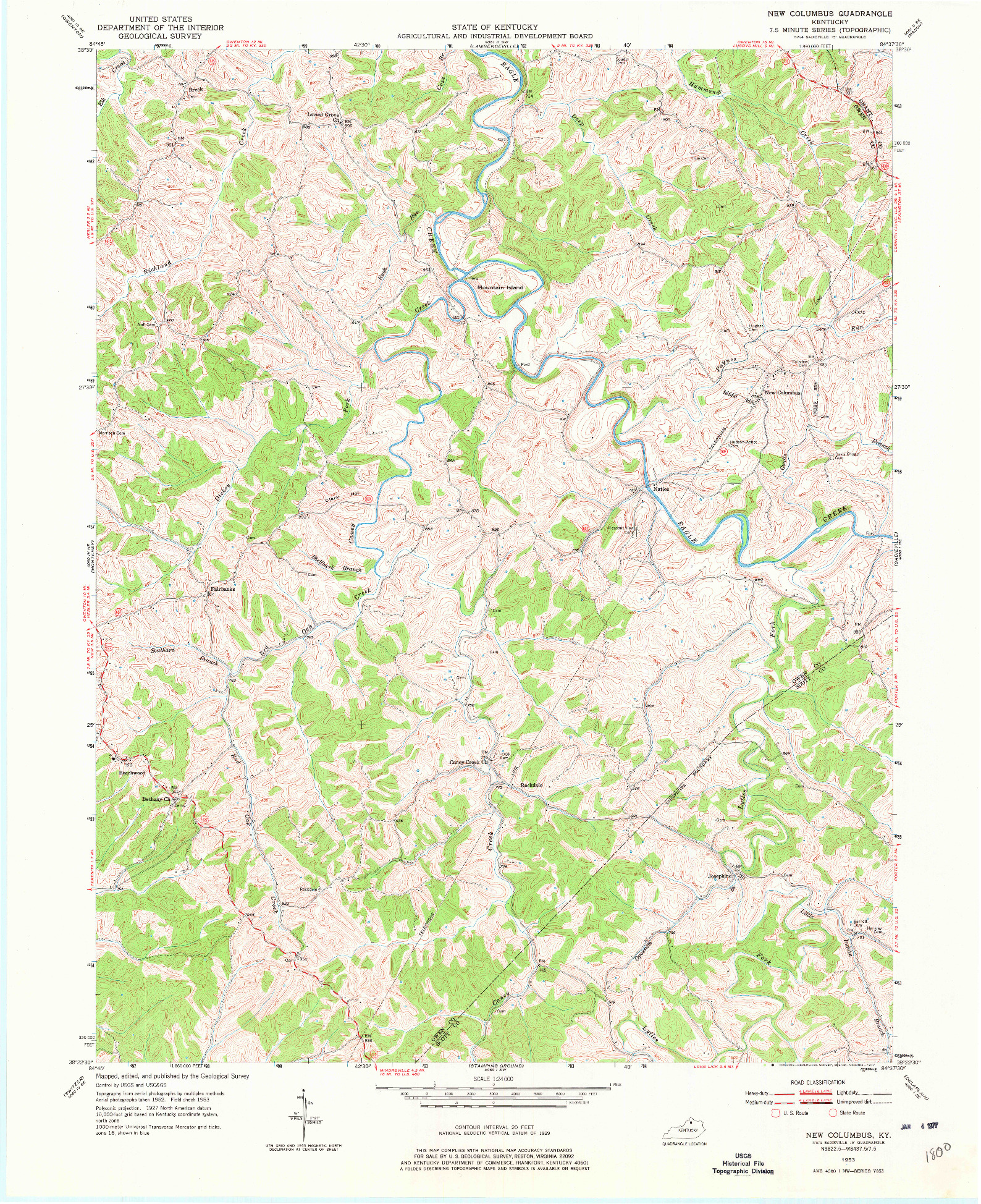 USGS 1:24000-SCALE QUADRANGLE FOR NEW COLUMBUS, KY 1953