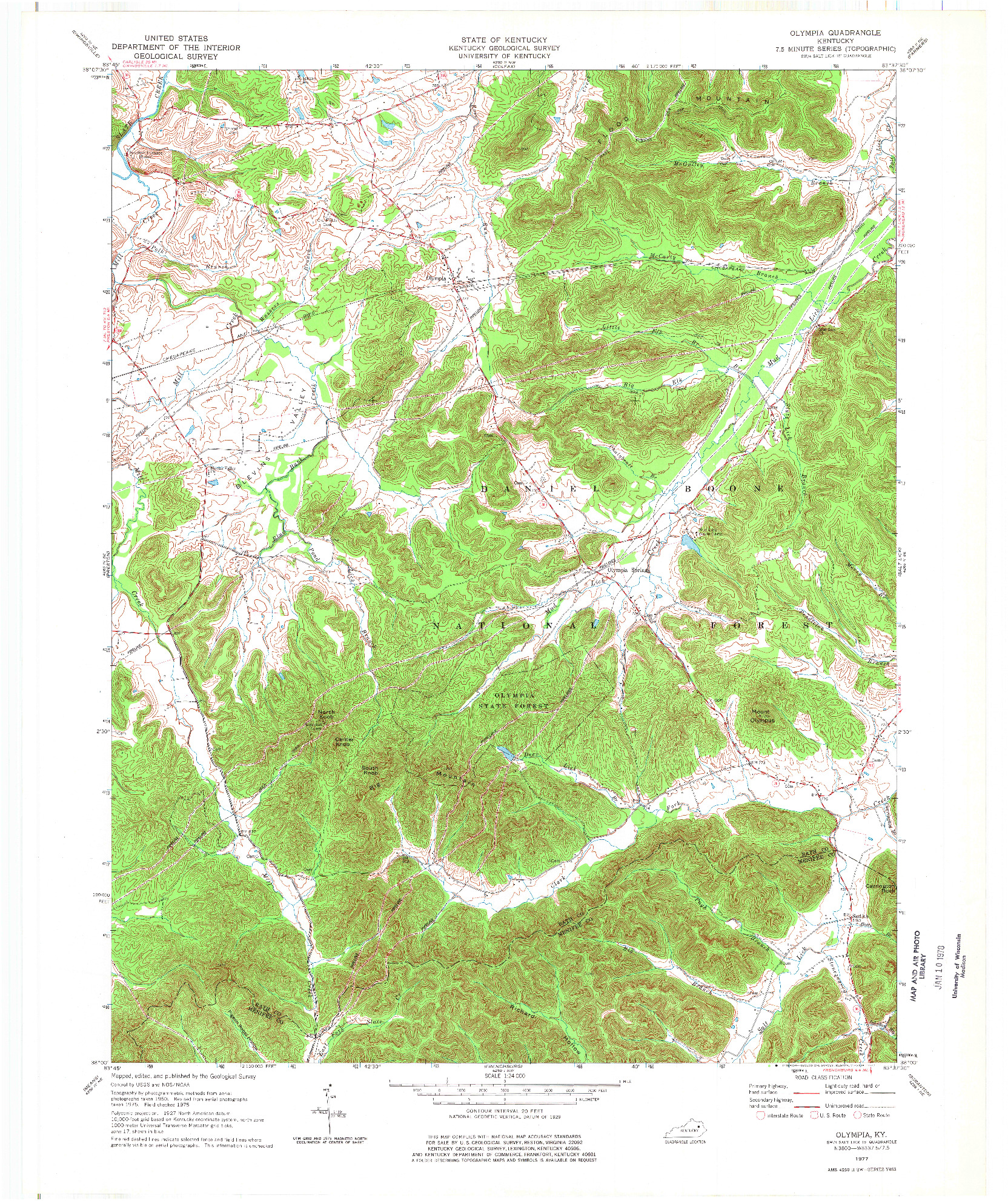 USGS 1:24000-SCALE QUADRANGLE FOR OLYMPIA, KY 1977