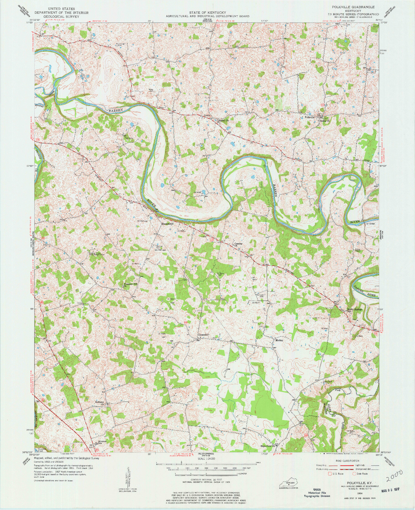 USGS 1:24000-SCALE QUADRANGLE FOR POLKVILLE, KY 1954