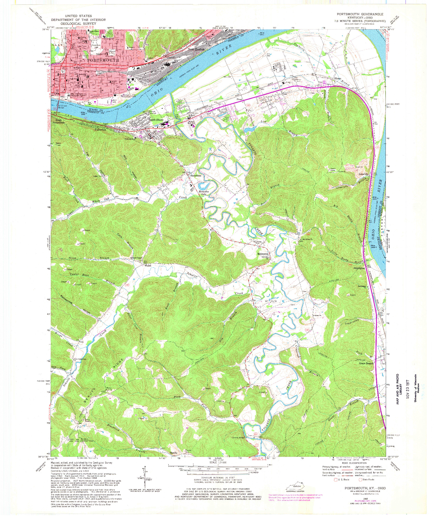 USGS 1:24000-SCALE QUADRANGLE FOR PORTSMOUTH, KY 1968