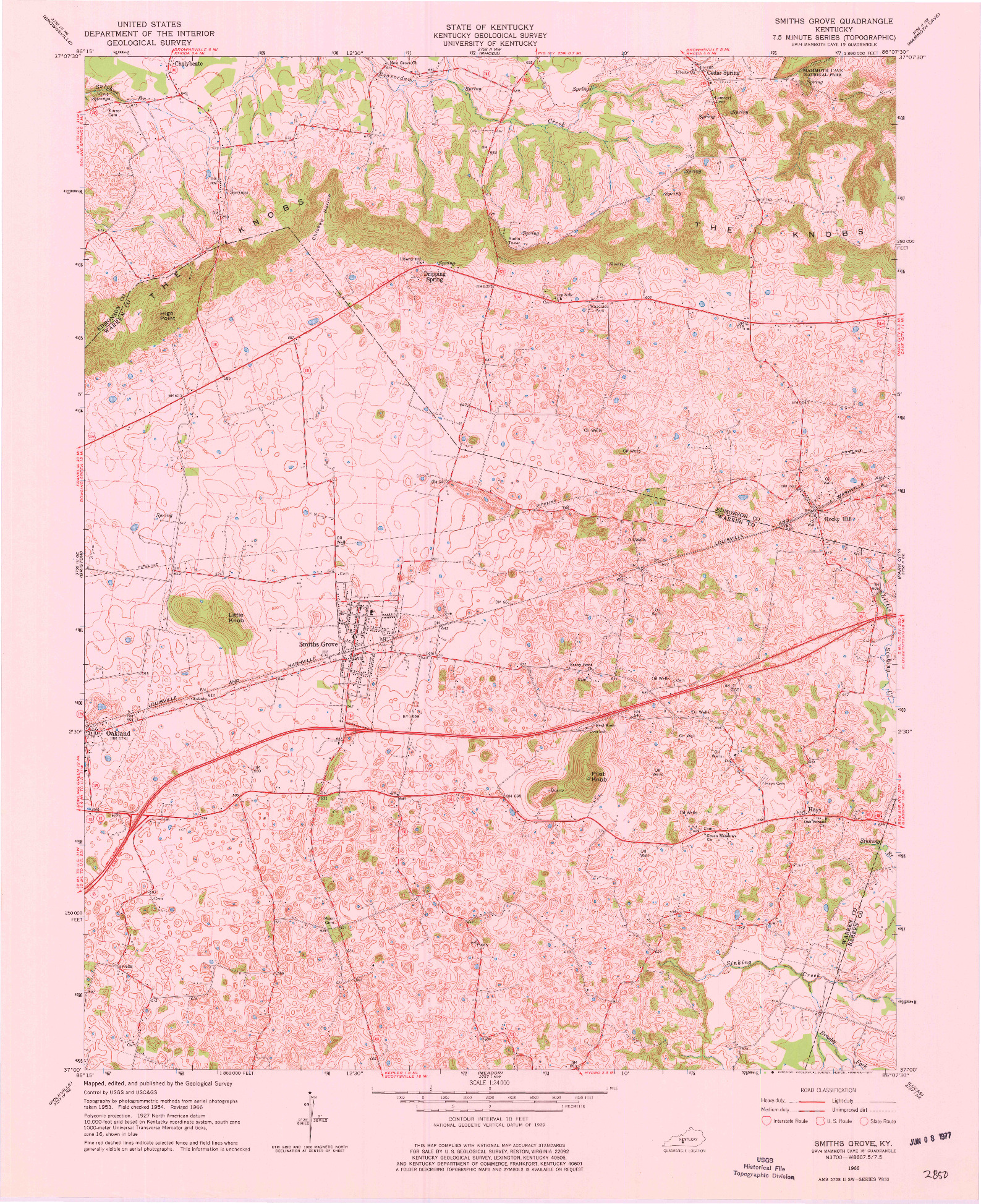 USGS 1:24000-SCALE QUADRANGLE FOR SMITHS GROVE, KY 1966