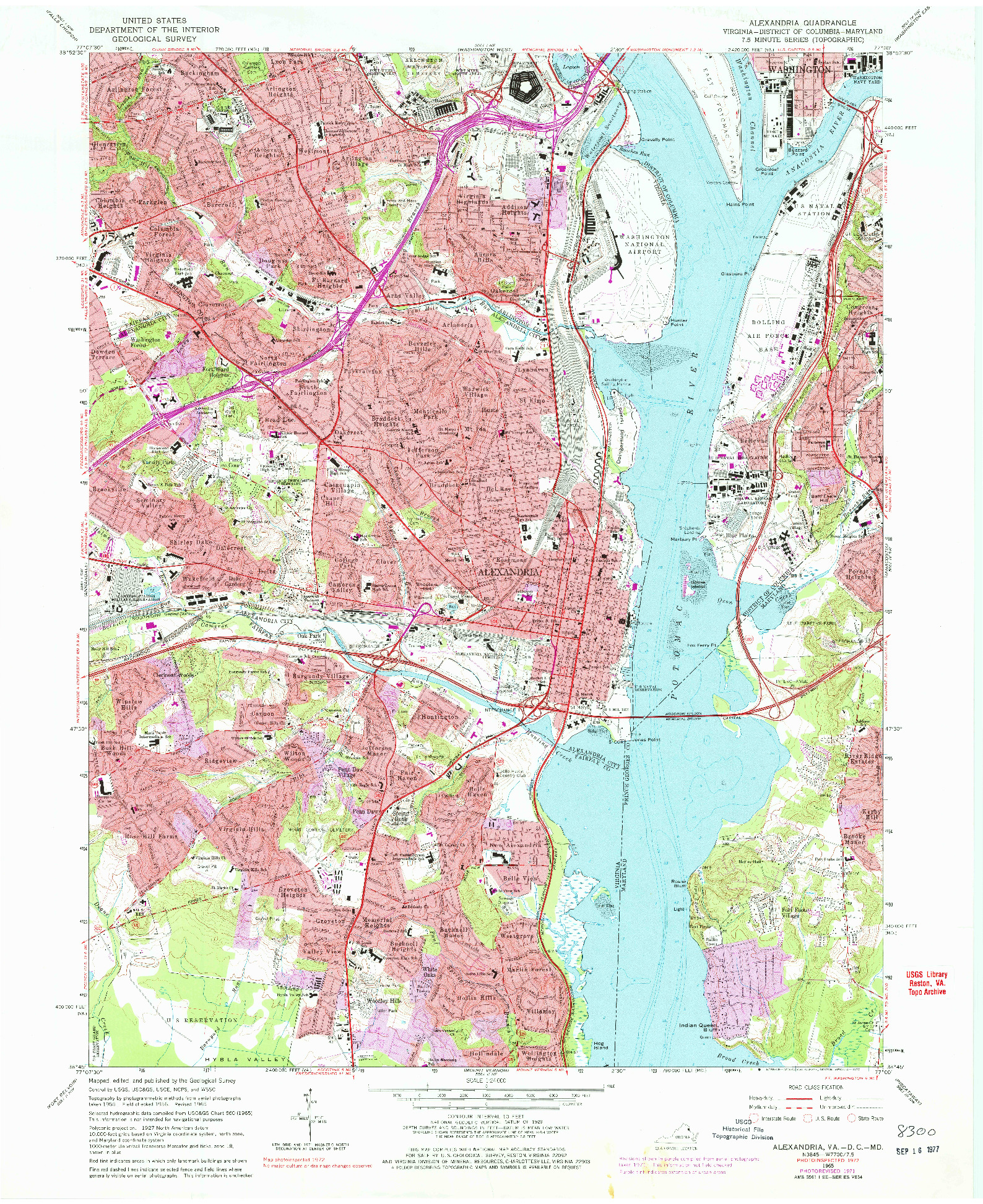 USGS 1:24000-SCALE QUADRANGLE FOR ALEXANDRIA, VA 1965