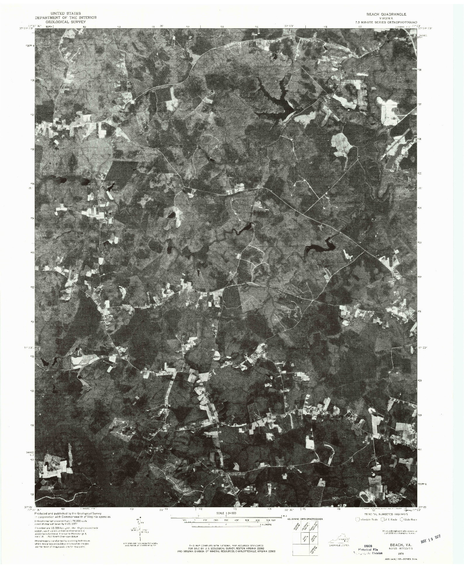 USGS 1:24000-SCALE QUADRANGLE FOR BEACH, VA 1974