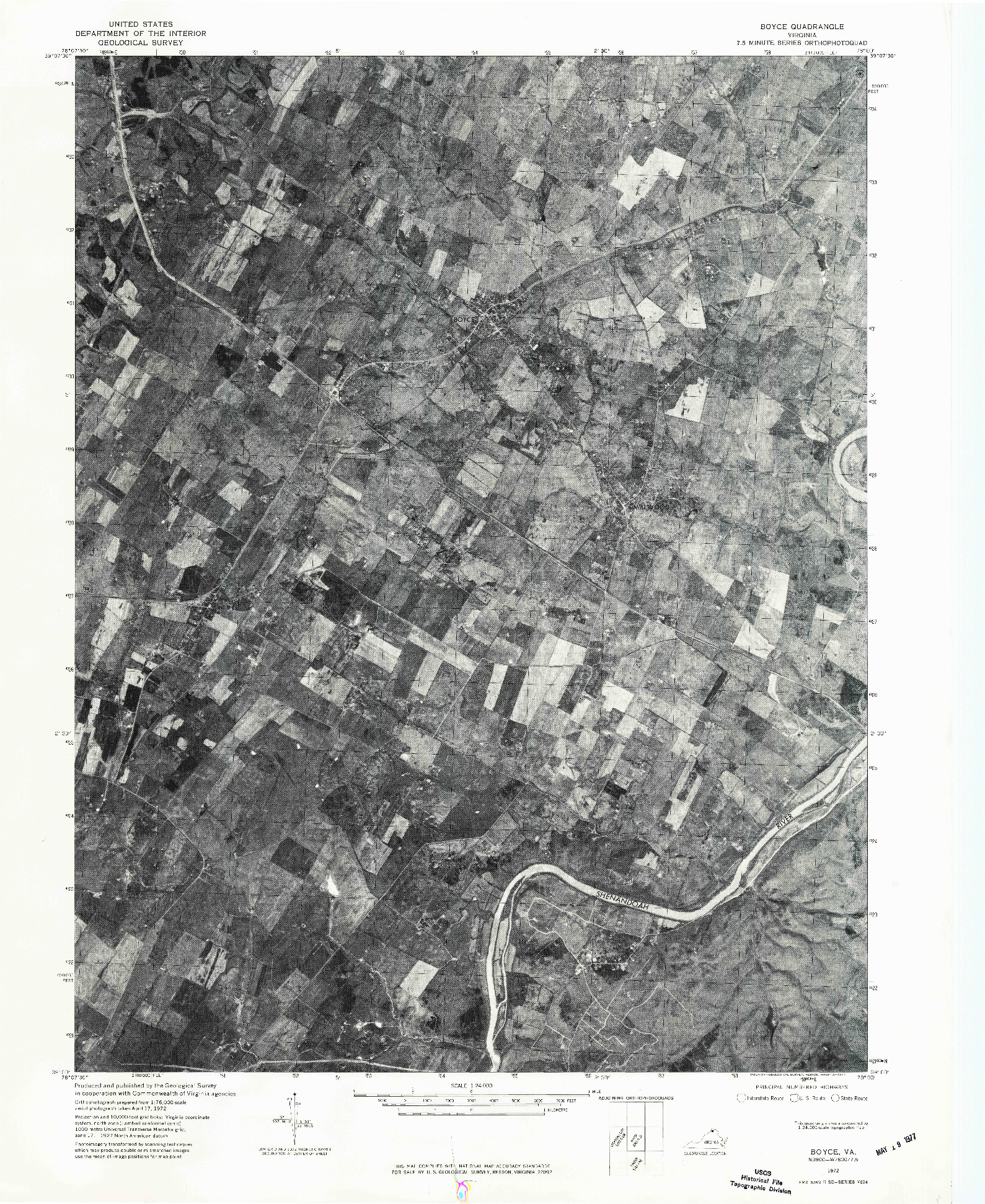 USGS 1:24000-SCALE QUADRANGLE FOR BOYCE, VA 1972