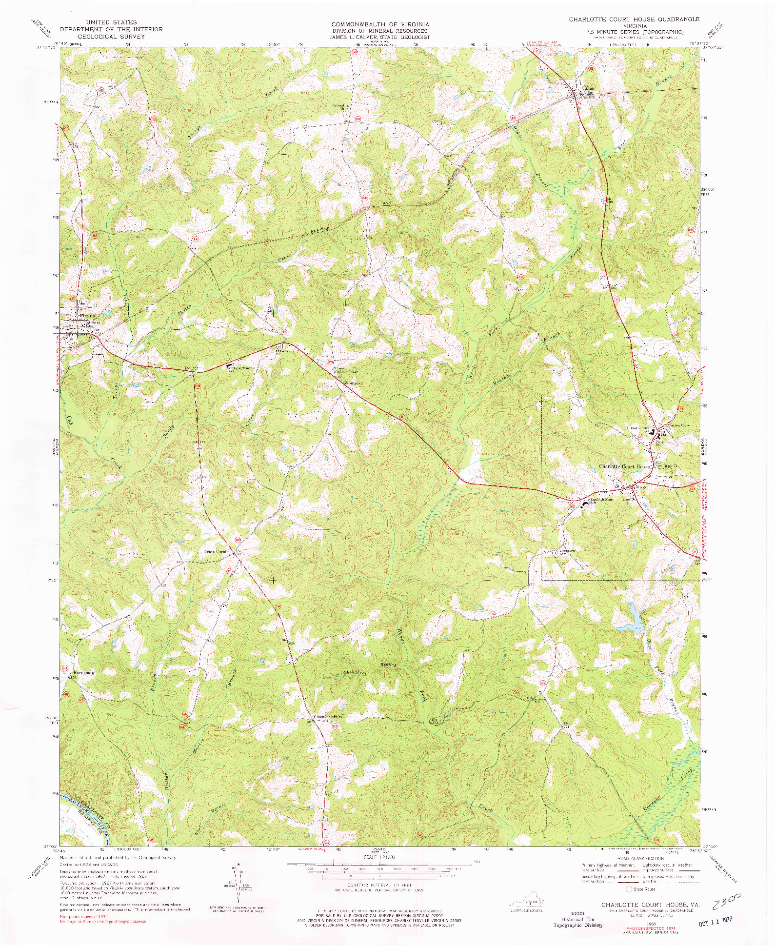 USGS 1:24000-SCALE QUADRANGLE FOR CHARLOTTE COURT HOUSE, VA 1968