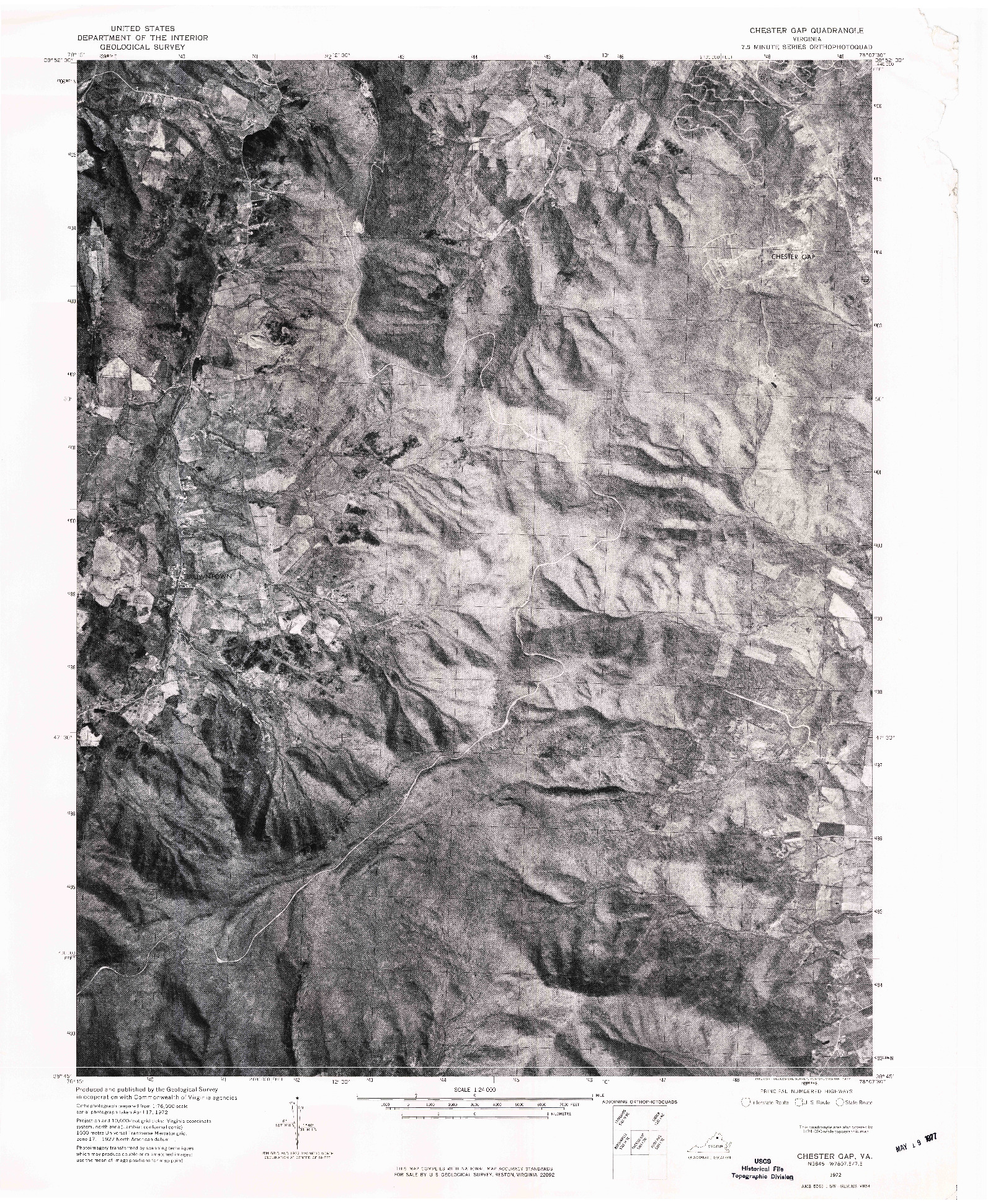 USGS 1:24000-SCALE QUADRANGLE FOR CHESTER GAP, VA 1972