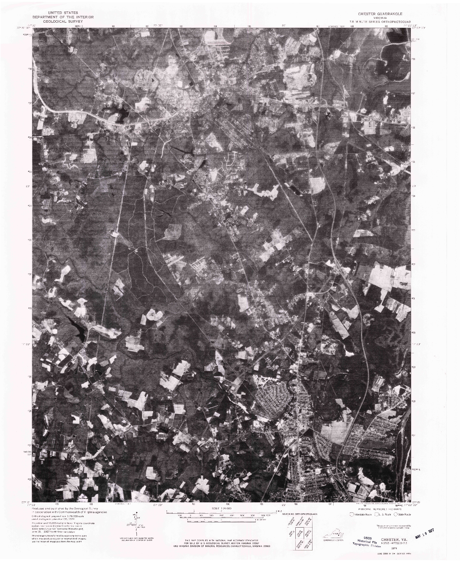 USGS 1:24000-SCALE QUADRANGLE FOR CHESTER, VA 1974