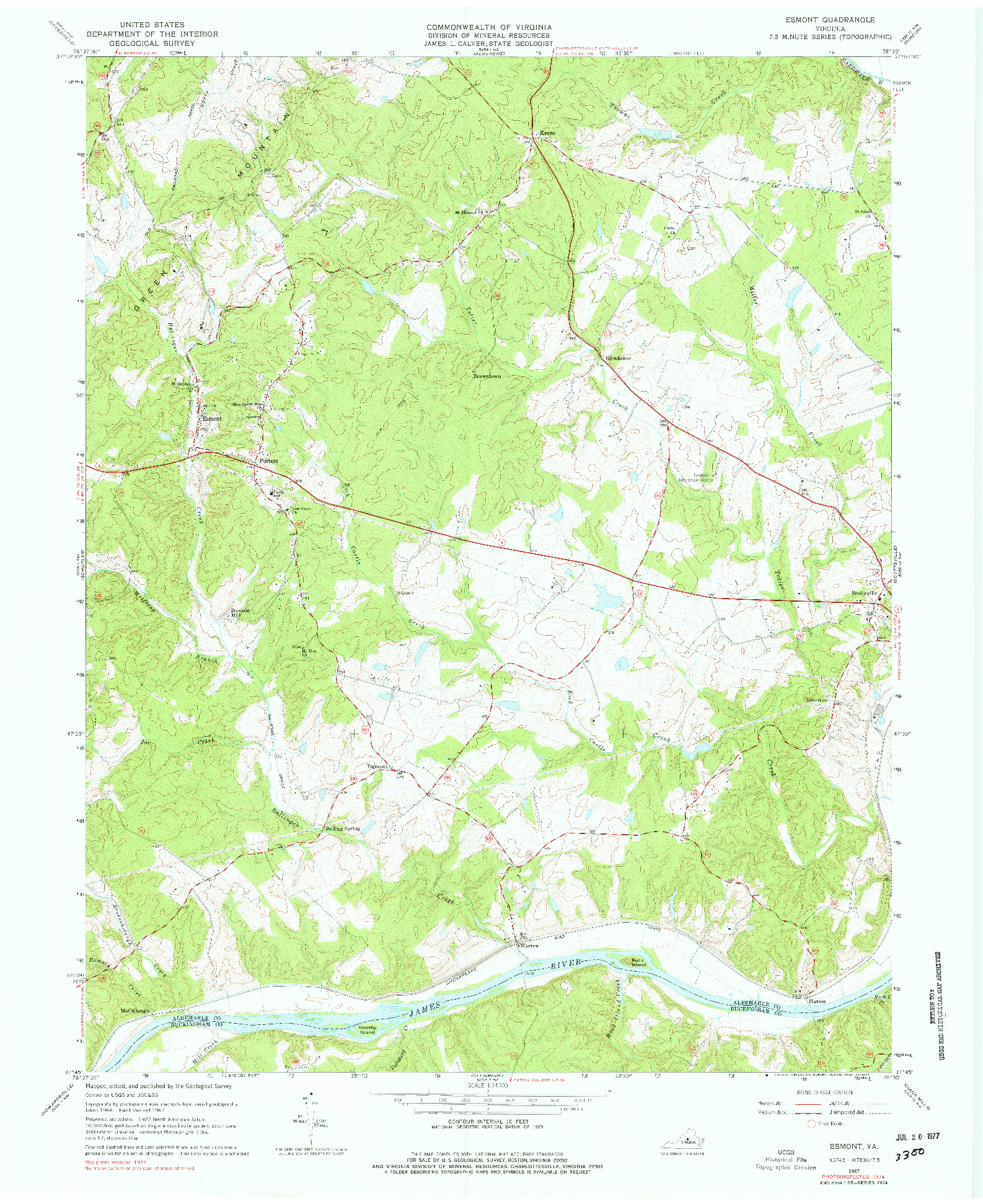 USGS 1:24000-SCALE QUADRANGLE FOR ESMONT, VA 1967