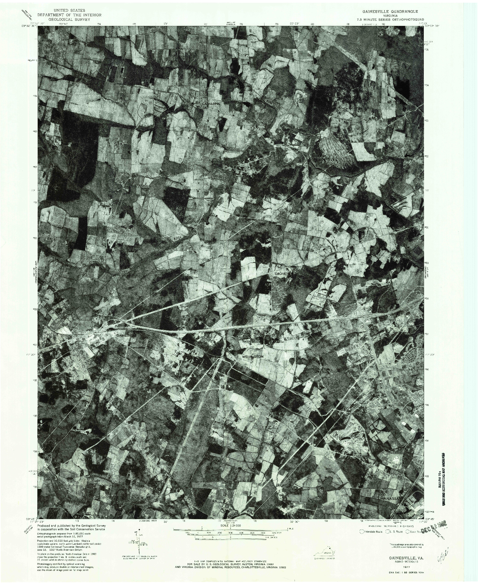 USGS 1:24000-SCALE QUADRANGLE FOR GAINESVILLE, VA 1977