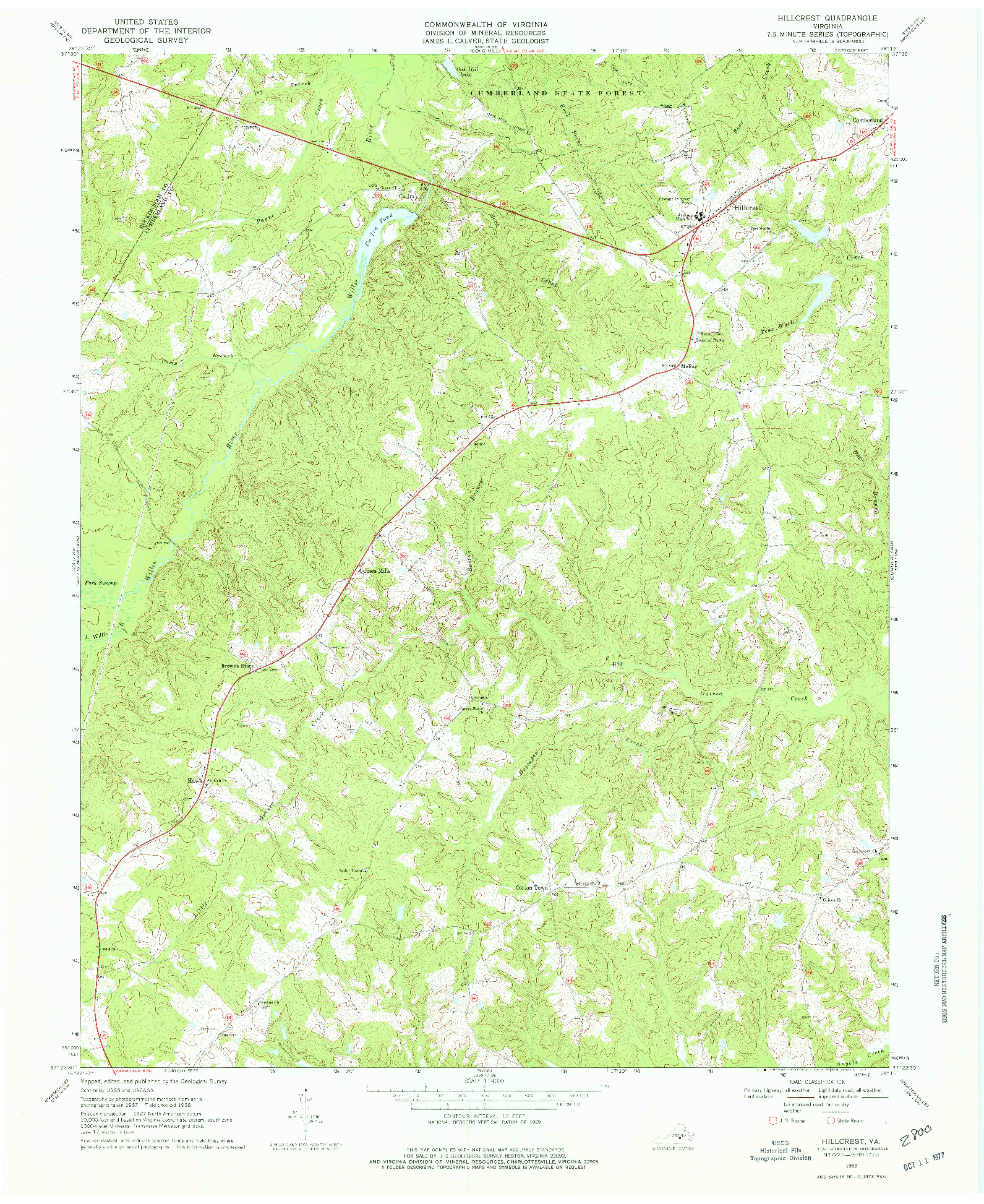 USGS 1:24000-SCALE QUADRANGLE FOR HILLCREST, VA 1968