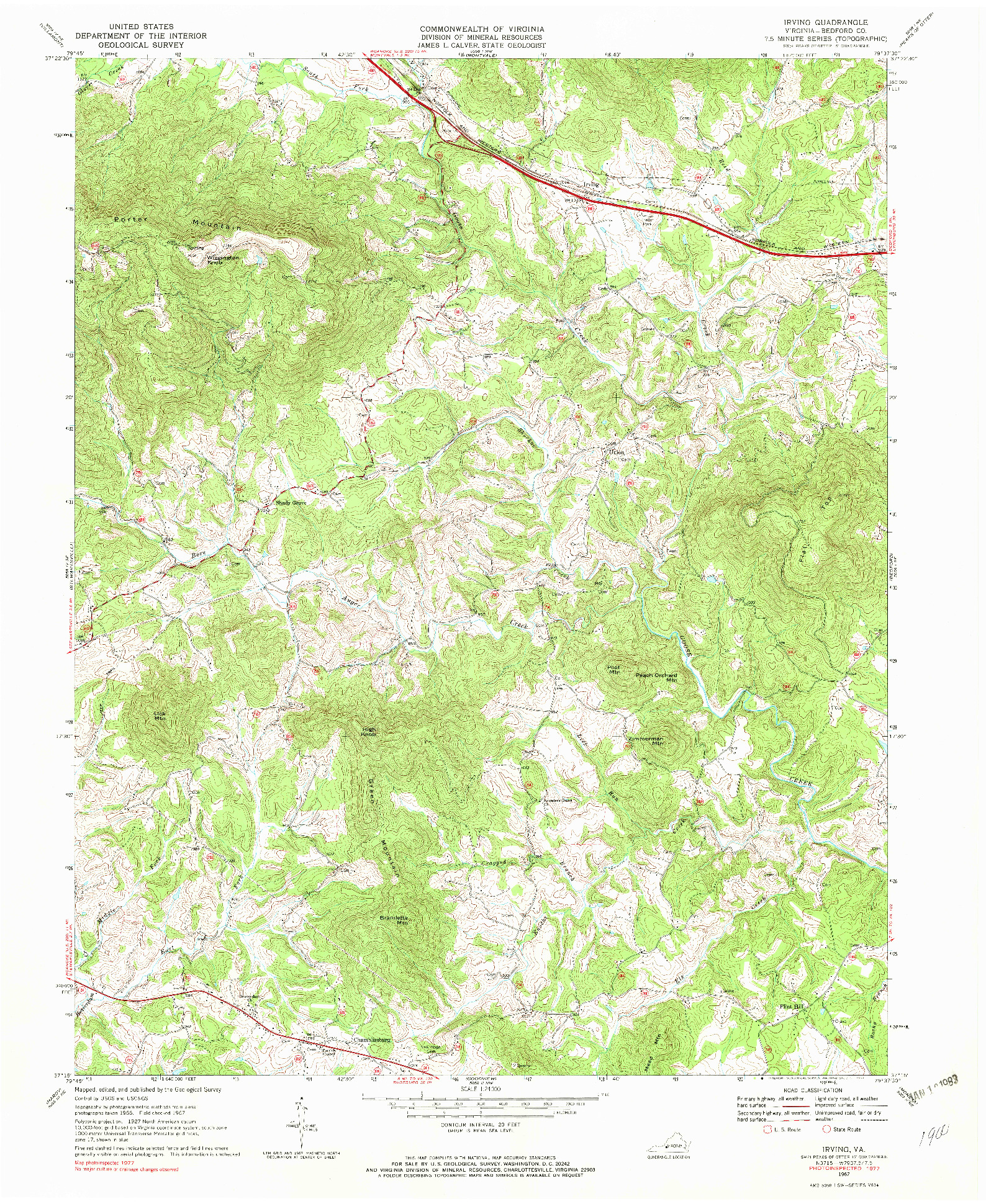 USGS 1:24000-SCALE QUADRANGLE FOR IRVING, VA 1967