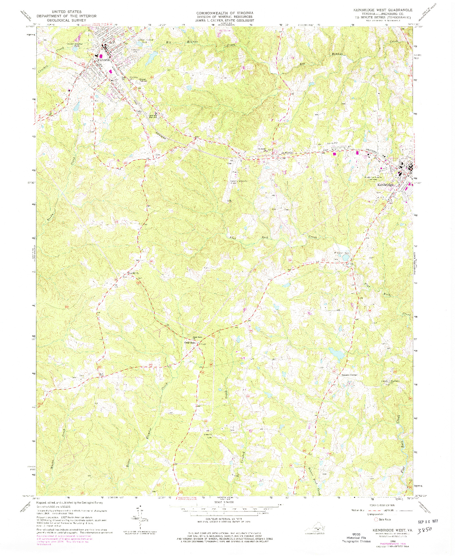 USGS 1:24000-SCALE QUADRANGLE FOR KENBRIDGE WEST, VA 1966