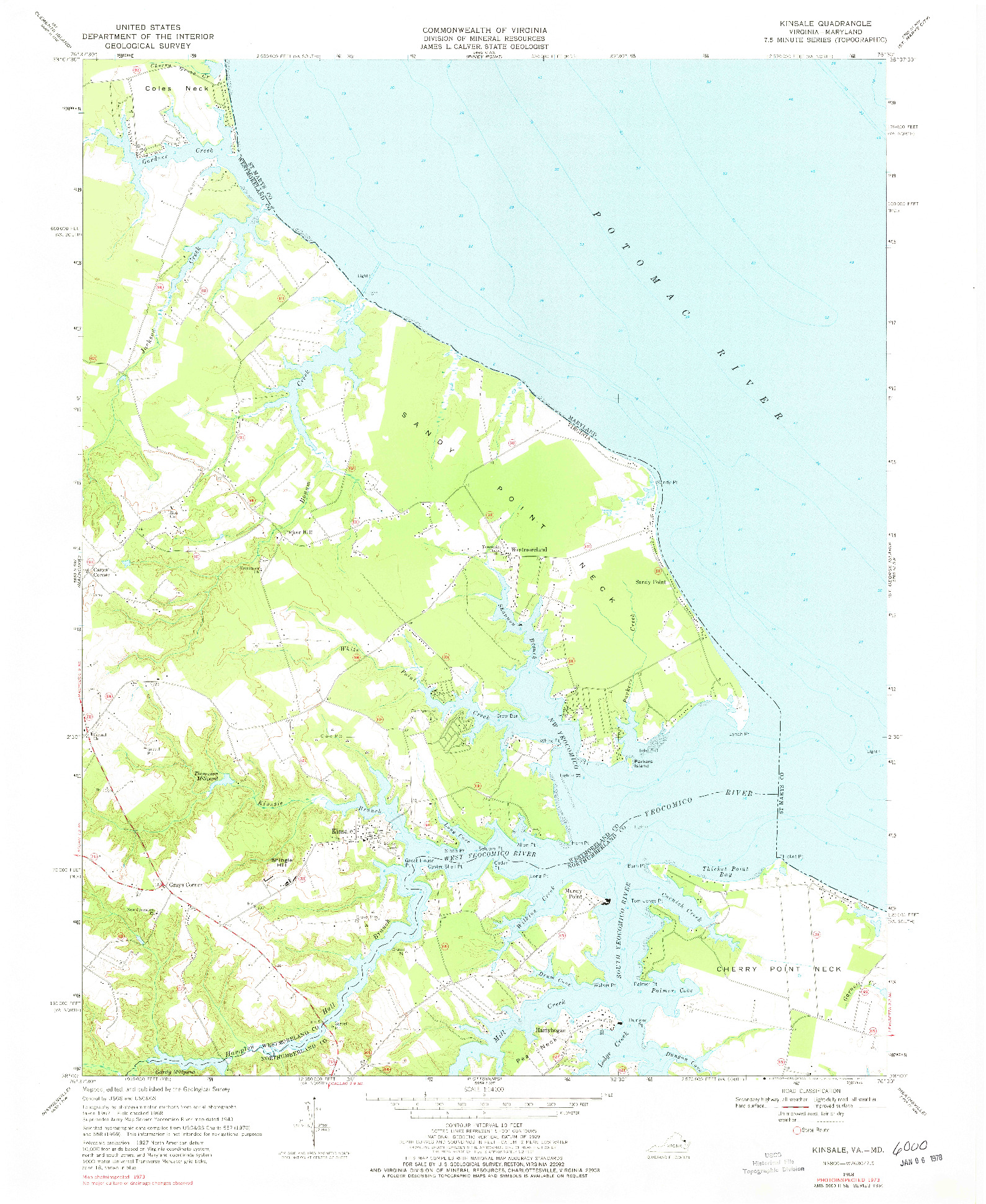 USGS 1:24000-SCALE QUADRANGLE FOR KINSALE, VA 1968