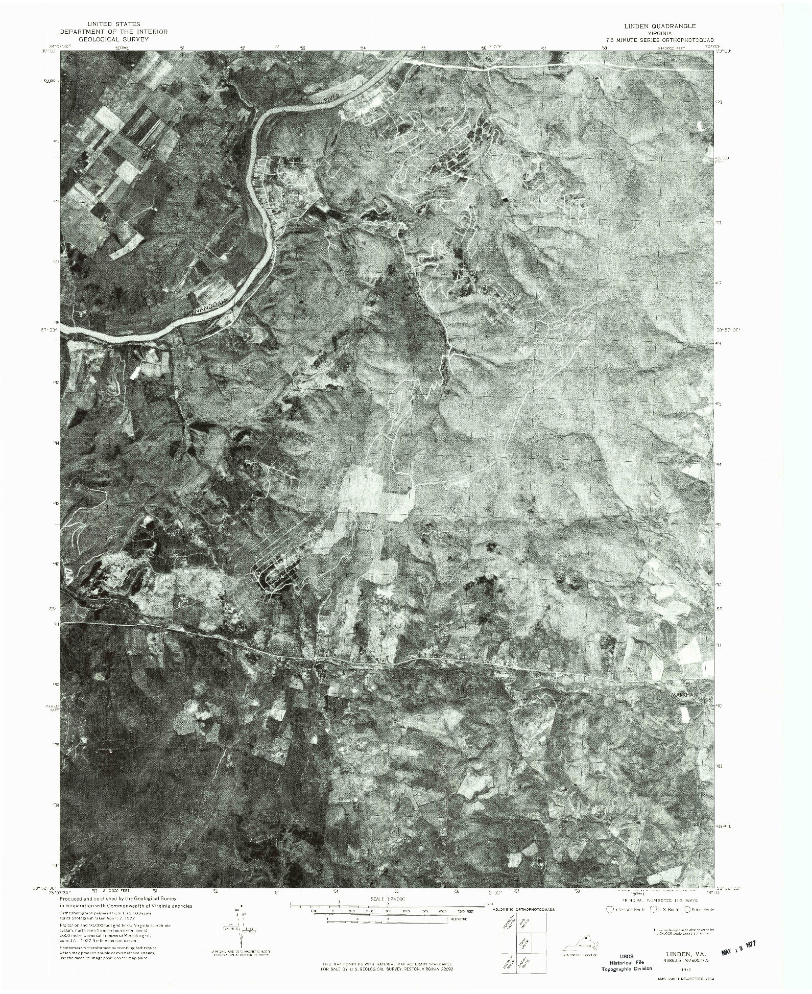 USGS 1:24000-SCALE QUADRANGLE FOR LINDEN, VA 1972