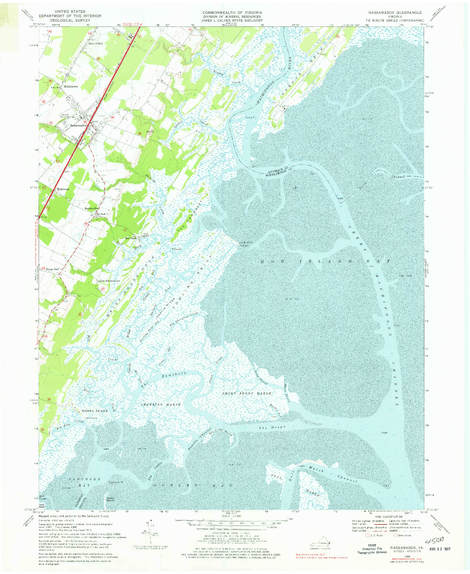USGS 1:24000-SCALE QUADRANGLE FOR NASSAWADOX, VA 1968