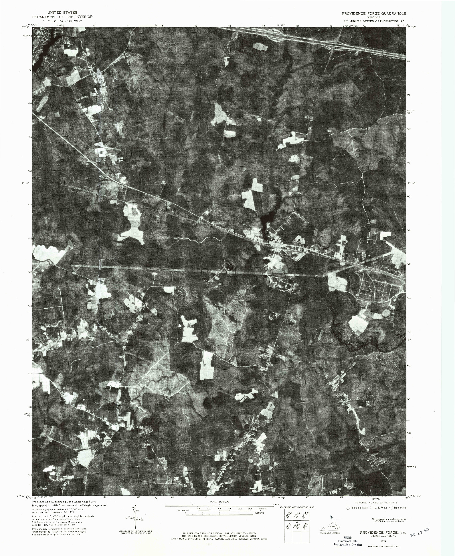 USGS 1:24000-SCALE QUADRANGLE FOR PROVIDENCE FORGE, VA 1974