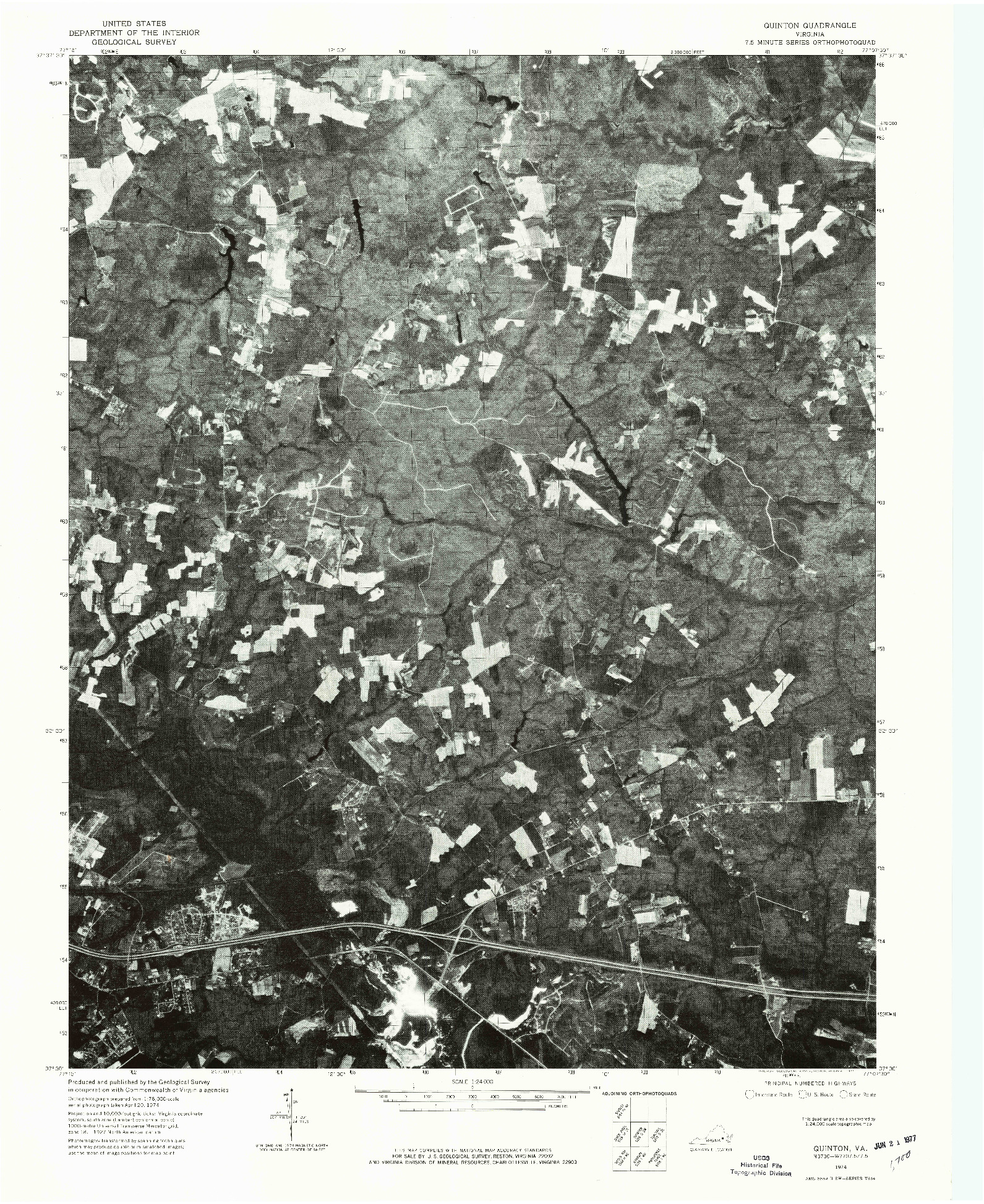 USGS 1:24000-SCALE QUADRANGLE FOR QUINTON, VA 1974