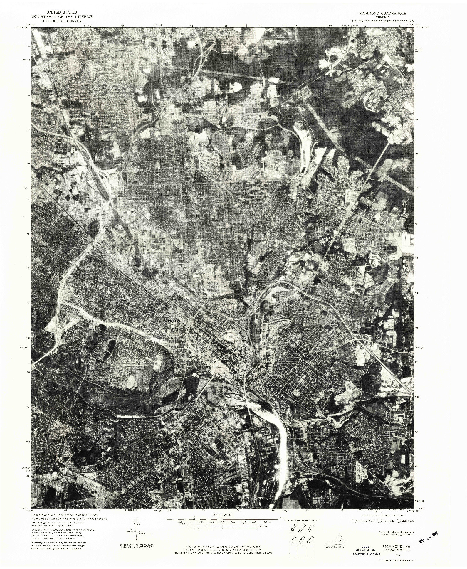 USGS 1:24000-SCALE QUADRANGLE FOR RICHMOND, VA 1974