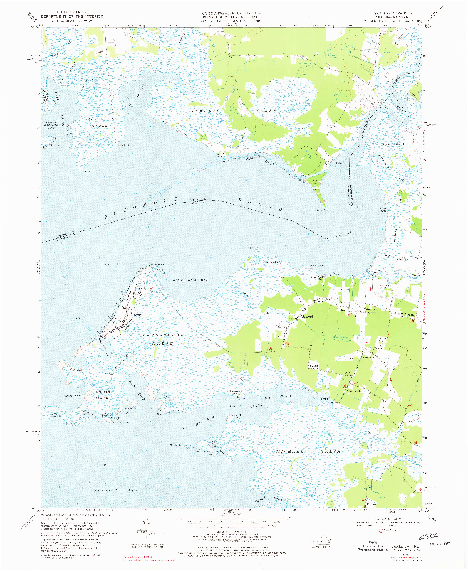 USGS 1:24000-SCALE QUADRANGLE FOR SAXIS, VA 1968