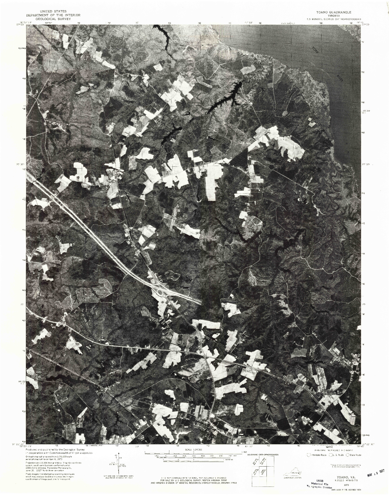 USGS 1:24000-SCALE QUADRANGLE FOR TOANO, VA 1973