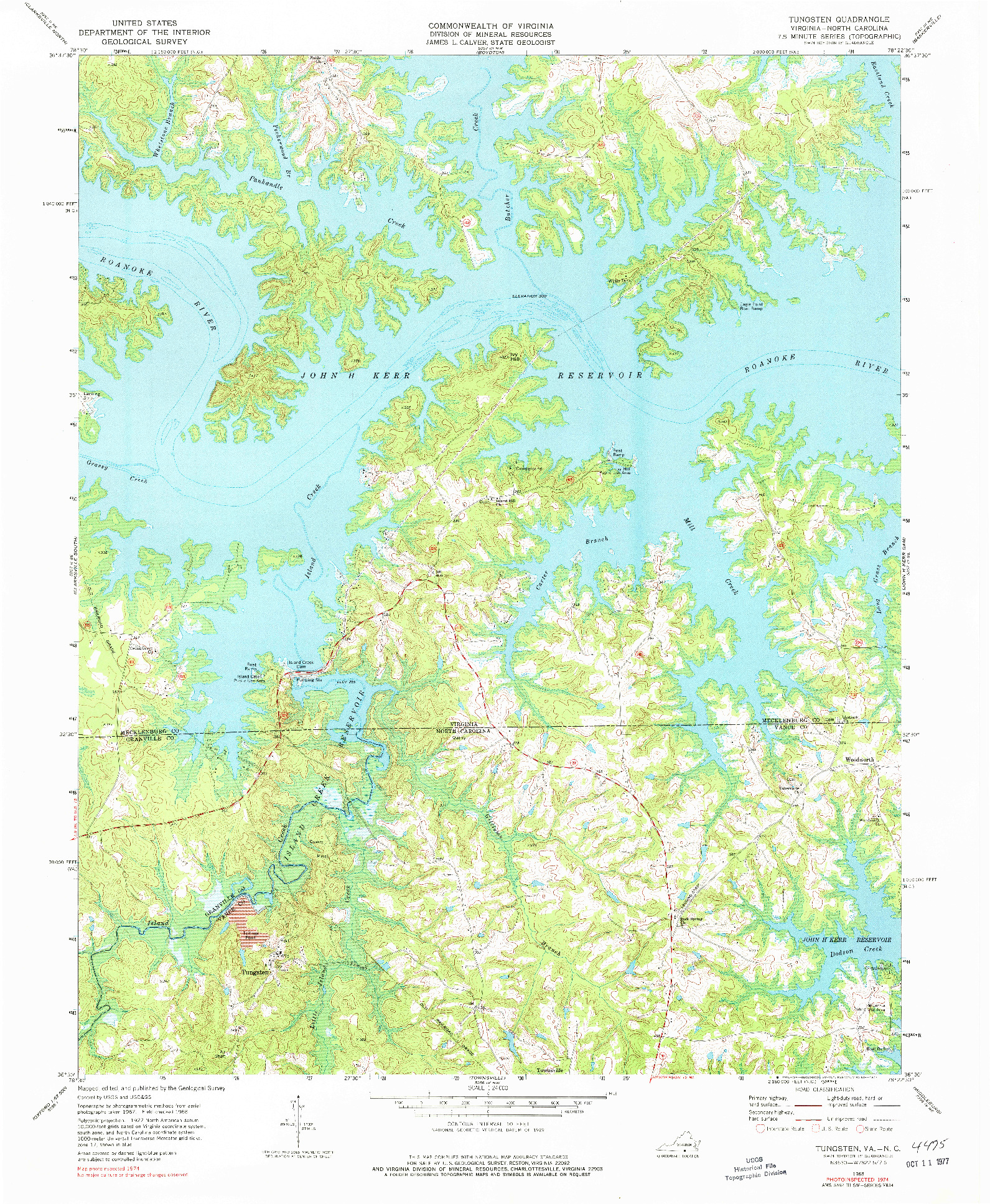 USGS 1:24000-SCALE QUADRANGLE FOR TUNGSTEN, VA 1968