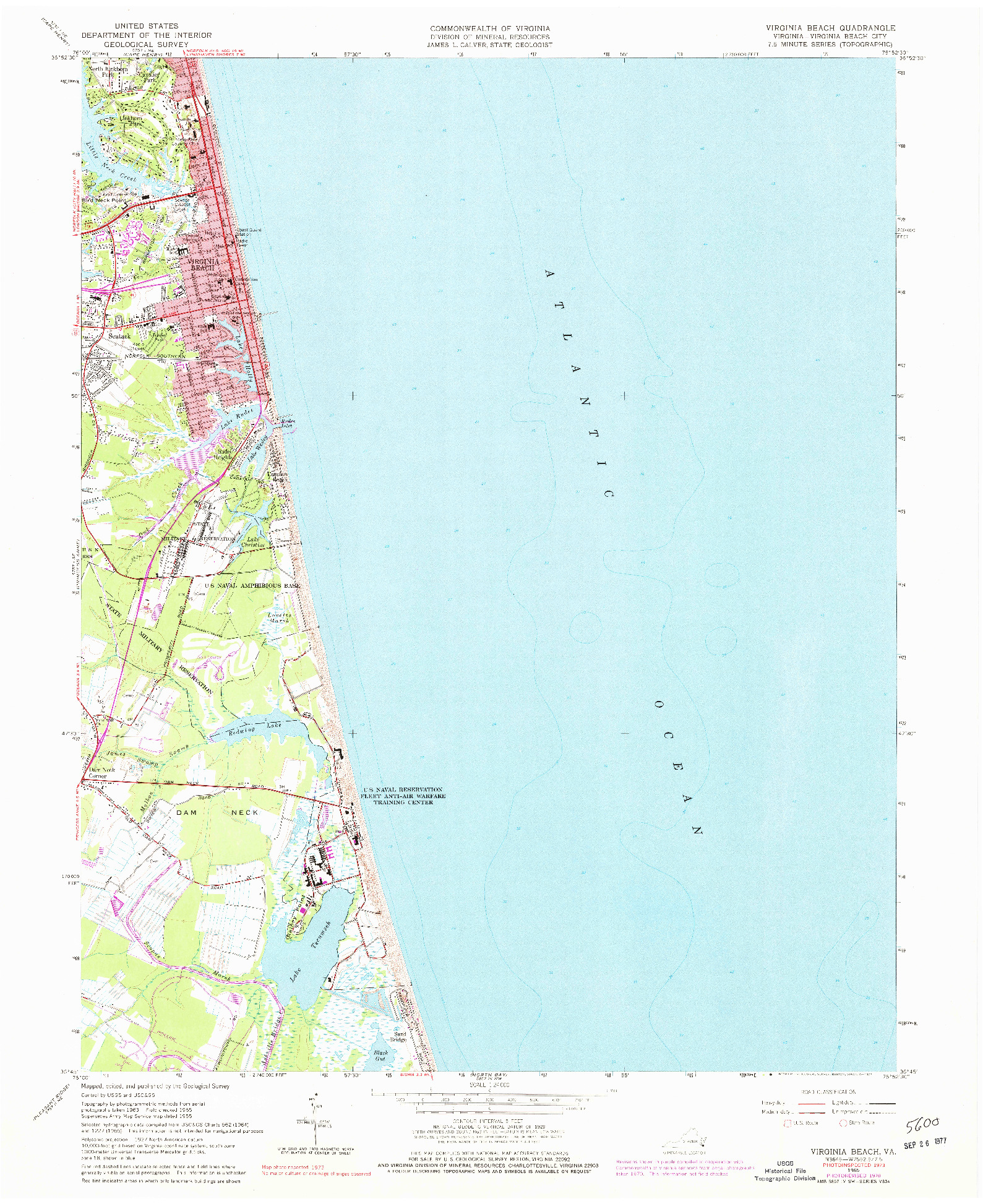 USGS 1:24000-SCALE QUADRANGLE FOR VIRGINIA BEACH, VA 1965