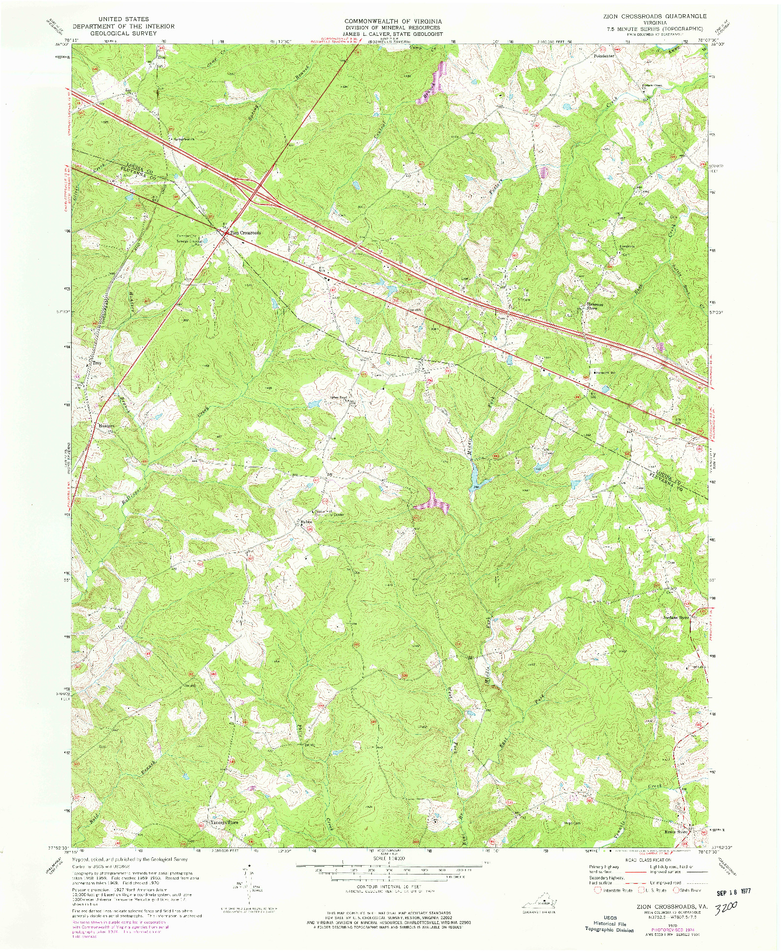 USGS 1:24000-SCALE QUADRANGLE FOR ZION CROSSROADS, VA 1970