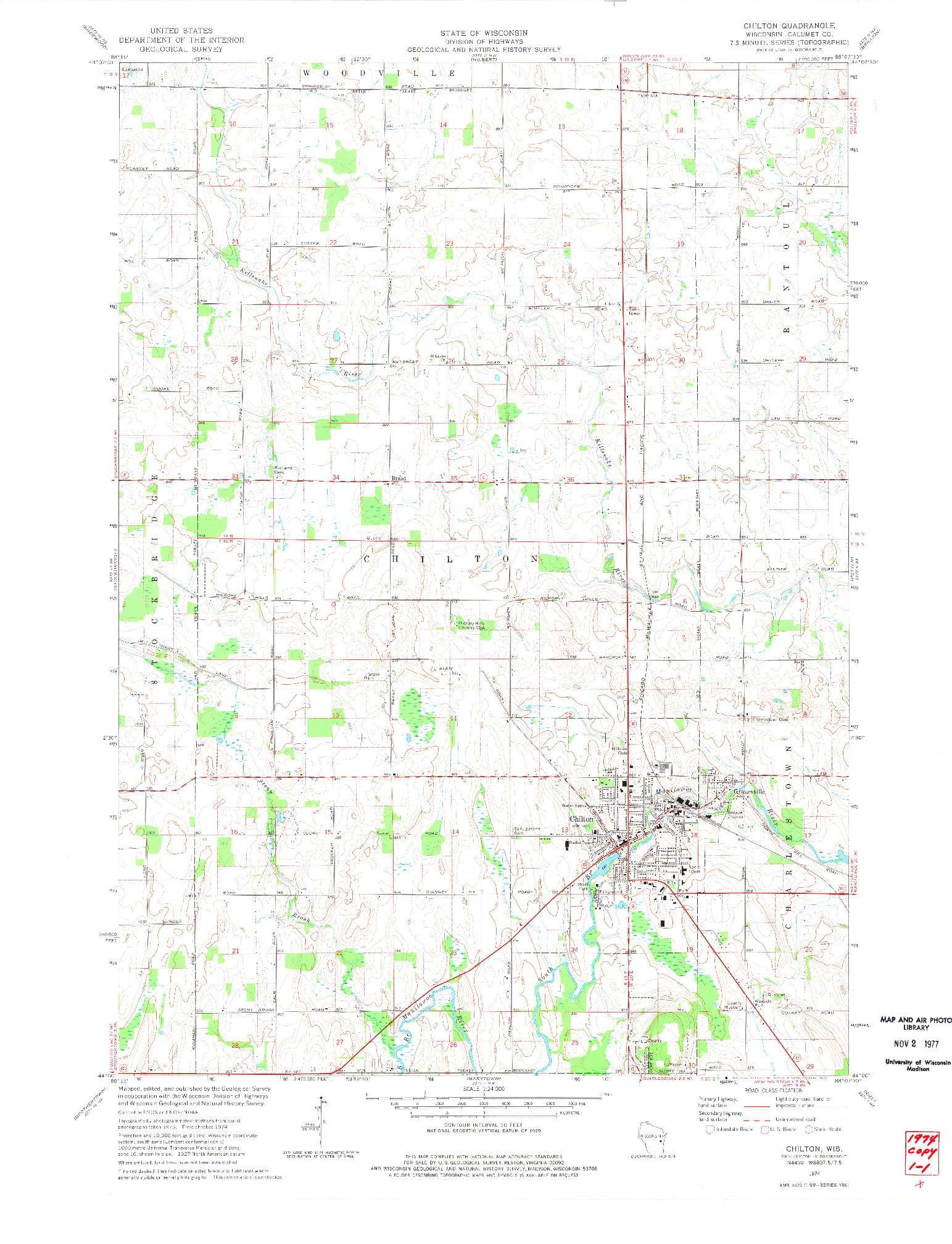 USGS 1:24000-SCALE QUADRANGLE FOR CHILTON, WI 1974