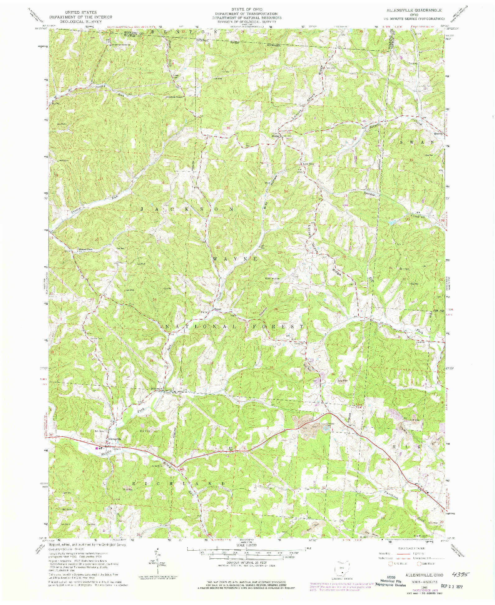 USGS 1:24000-SCALE QUADRANGLE FOR ALLENSVILLE, OH 1961