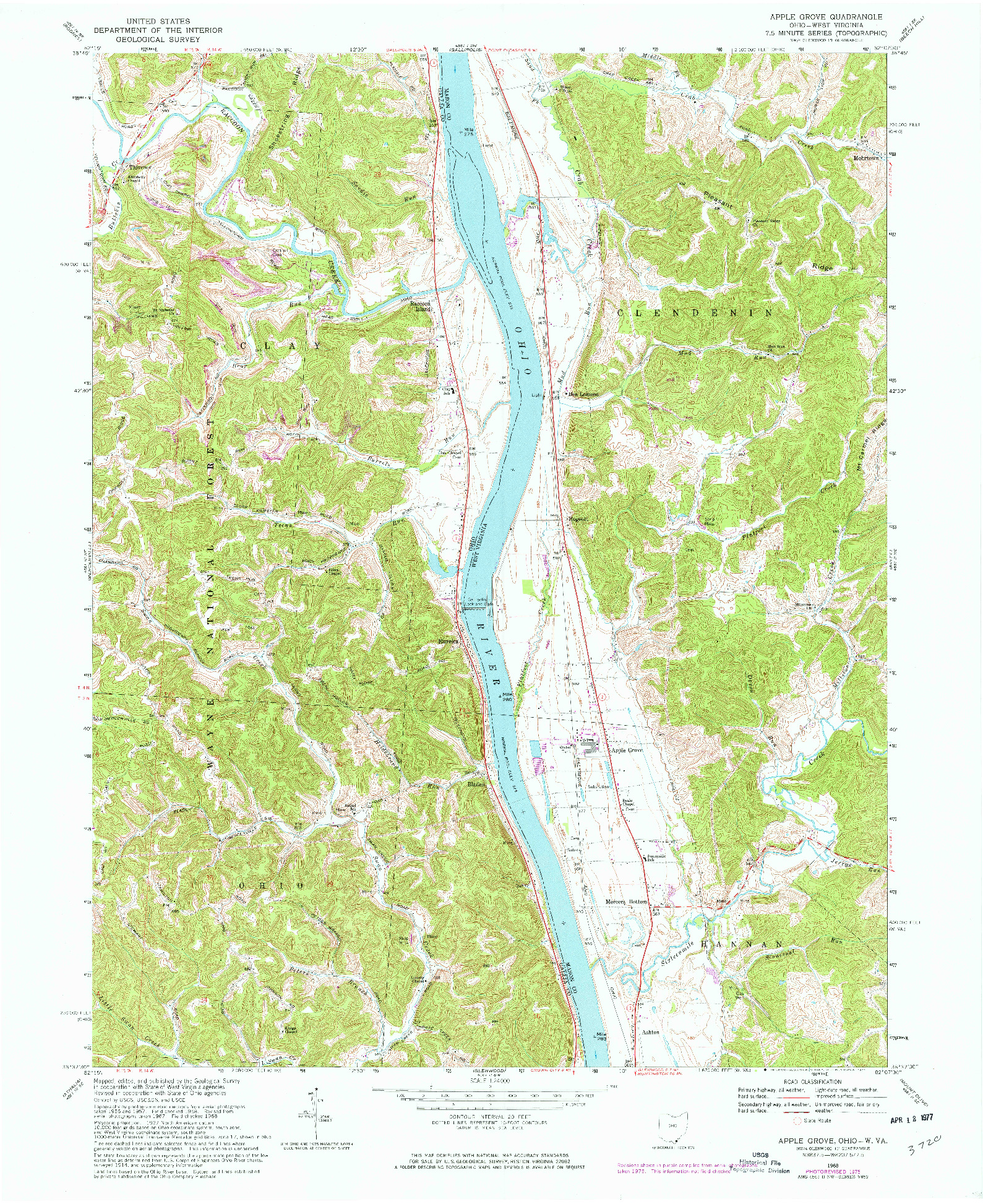 USGS 1:24000-SCALE QUADRANGLE FOR APPLE GROVE, OH 1968