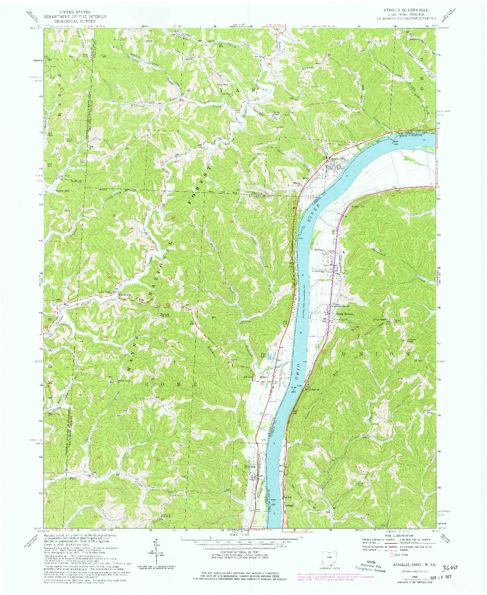 USGS 1:24000-SCALE QUADRANGLE FOR ATHALIA, OH 1968