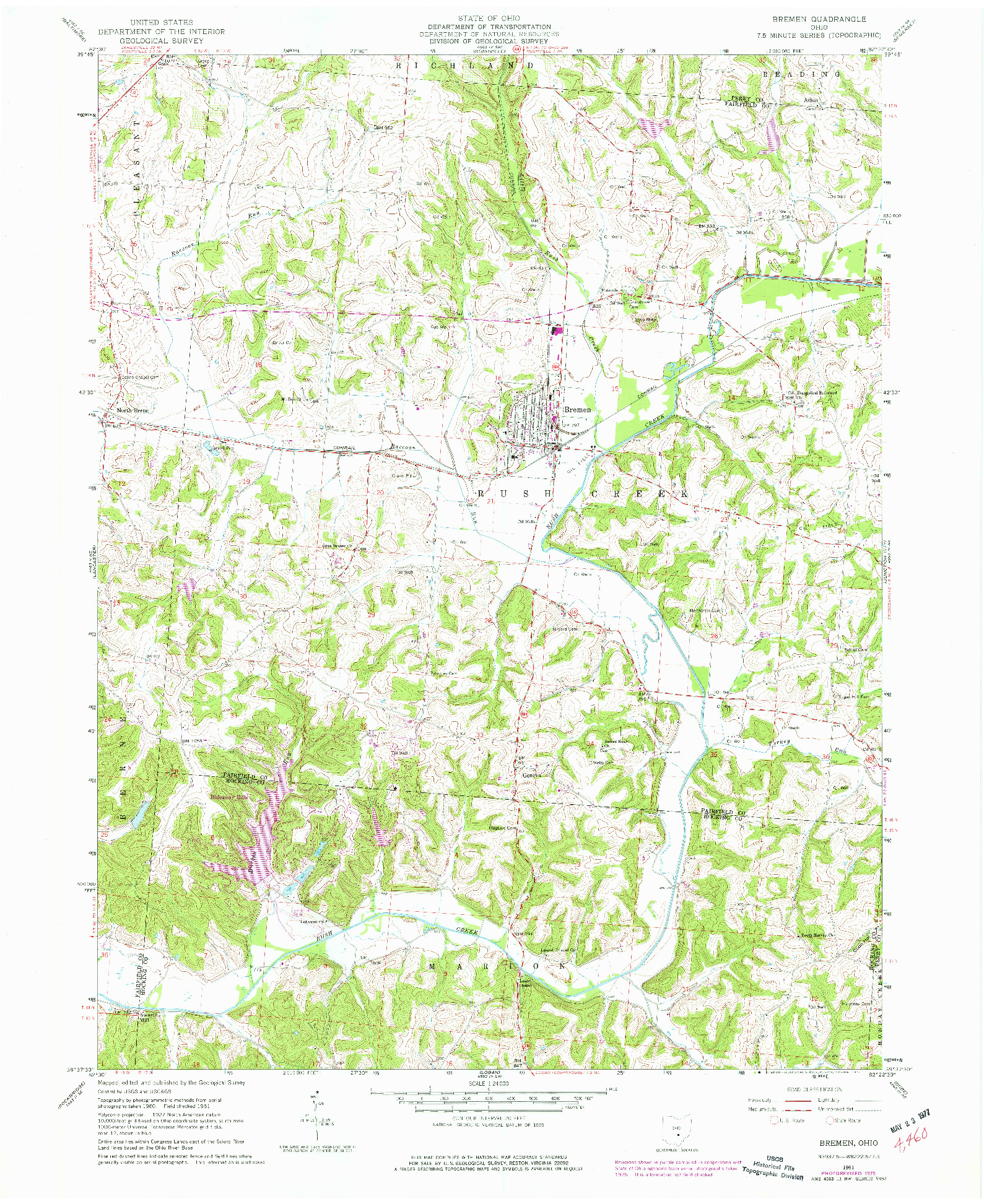 USGS 1:24000-SCALE QUADRANGLE FOR BREMEN, OH 1961