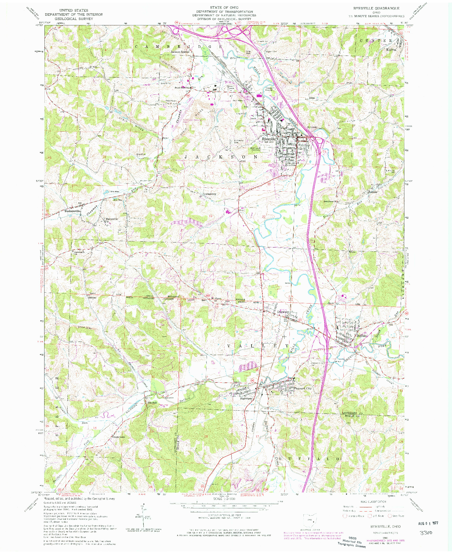 USGS 1:24000-SCALE QUADRANGLE FOR BYESVILLE, OH 1961