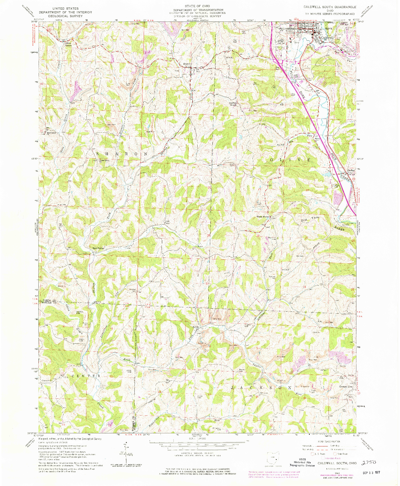 USGS 1:24000-SCALE QUADRANGLE FOR CALDWELL SOUTH, OH 1961