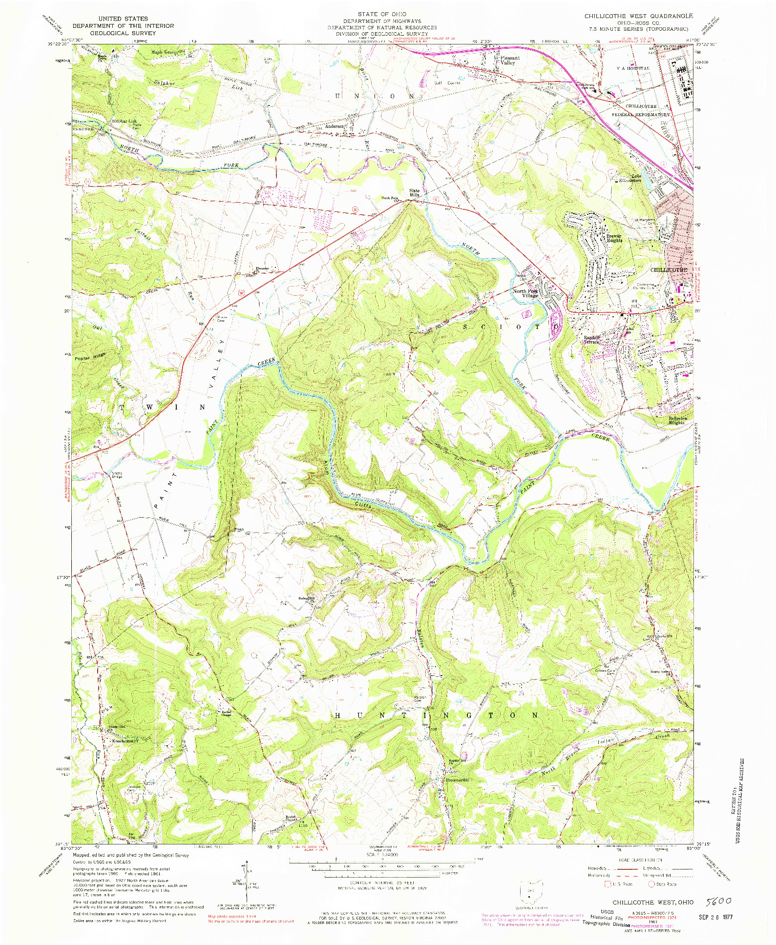USGS 1:24000-SCALE QUADRANGLE FOR CHILLICOTHE WEST, OH 1961