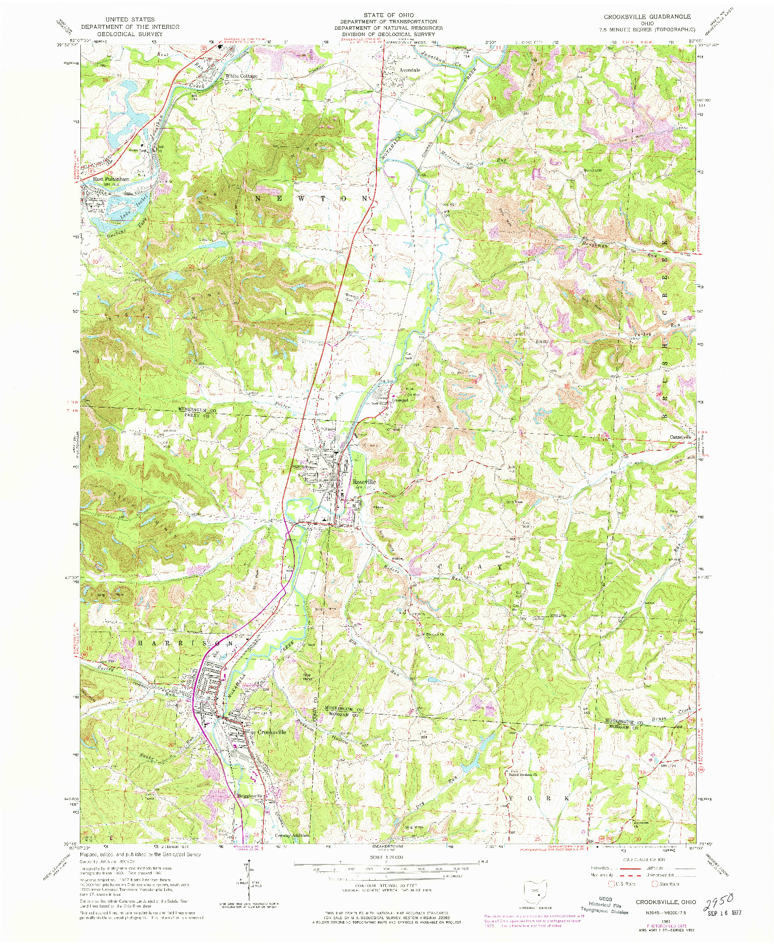 USGS 1:24000-SCALE QUADRANGLE FOR CROOKSVILLE, OH 1961