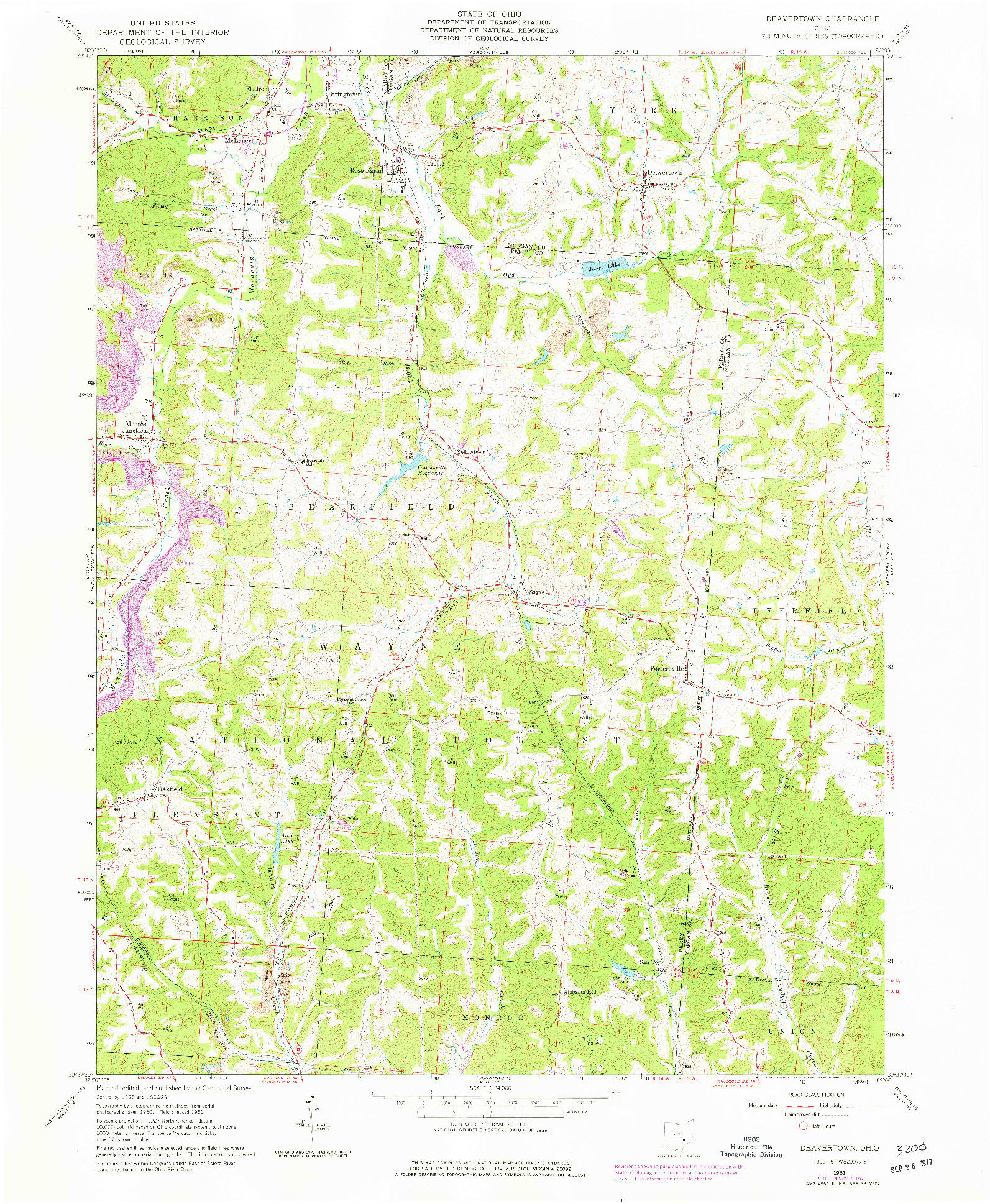 USGS 1:24000-SCALE QUADRANGLE FOR DEAVERTOWN, OH 1961