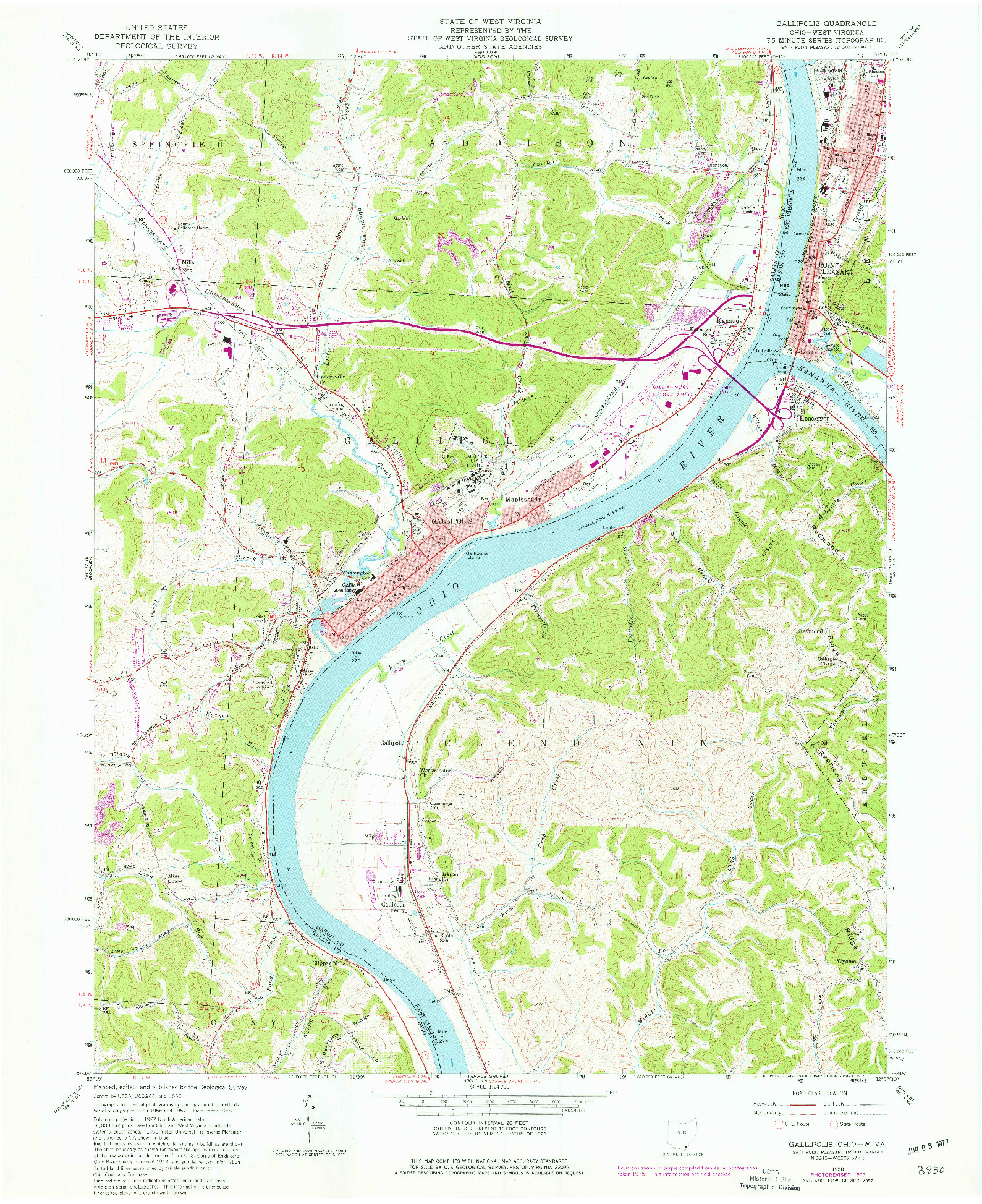 USGS 1:24000-SCALE QUADRANGLE FOR GALLIPOLIS, OH 1958