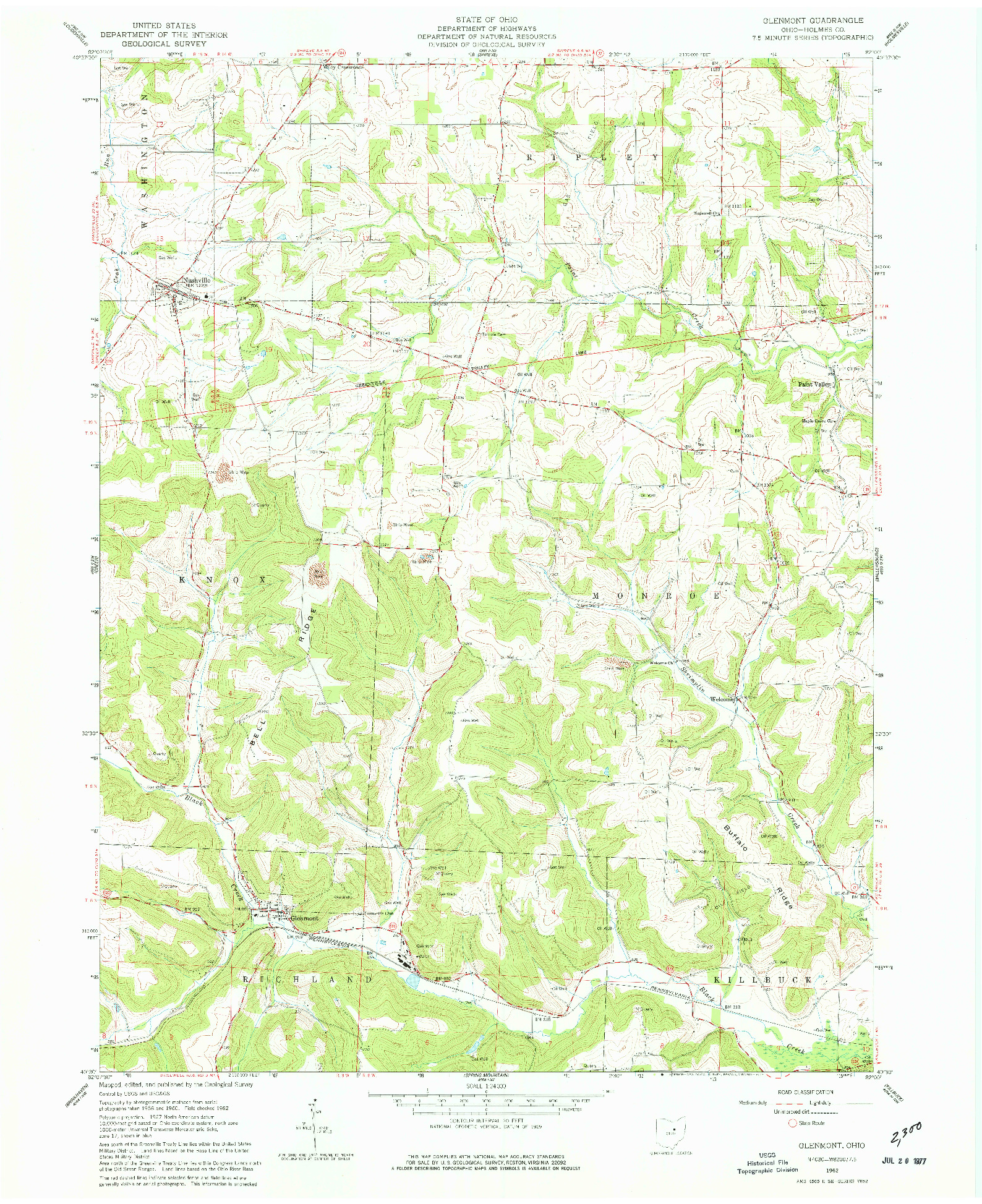 USGS 1:24000-SCALE QUADRANGLE FOR GLENMONT, OH 1962