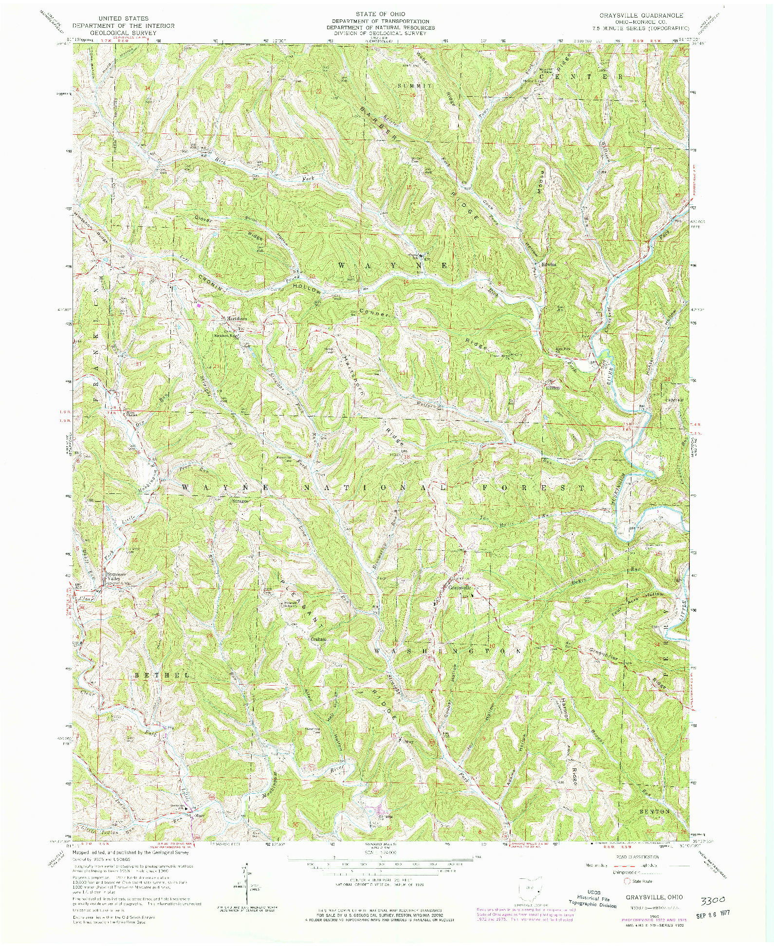 USGS 1:24000-SCALE QUADRANGLE FOR GRAYSVILLE, OH 1960