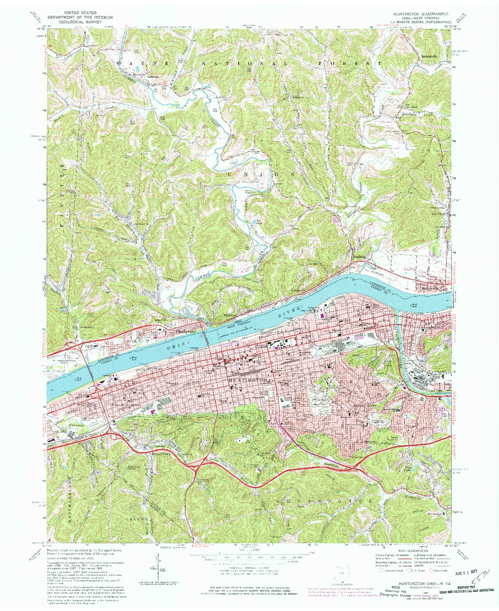 USGS 1:24000-SCALE QUADRANGLE FOR HUNTINGTON, OH 1968