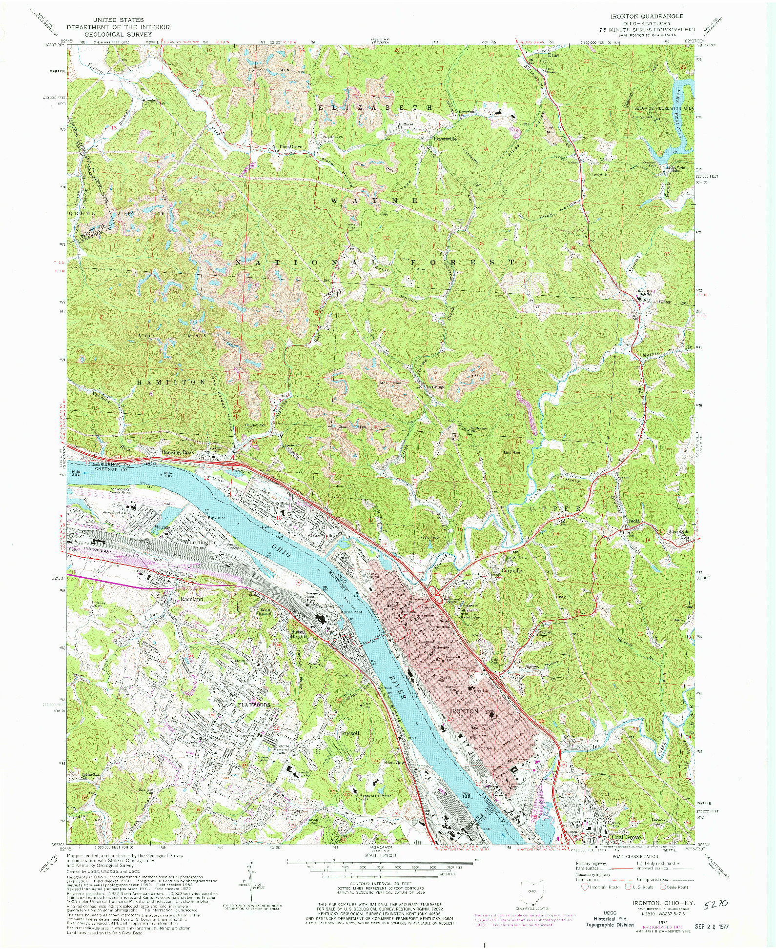 USGS 1:24000-SCALE QUADRANGLE FOR IRONTON, OH 1972